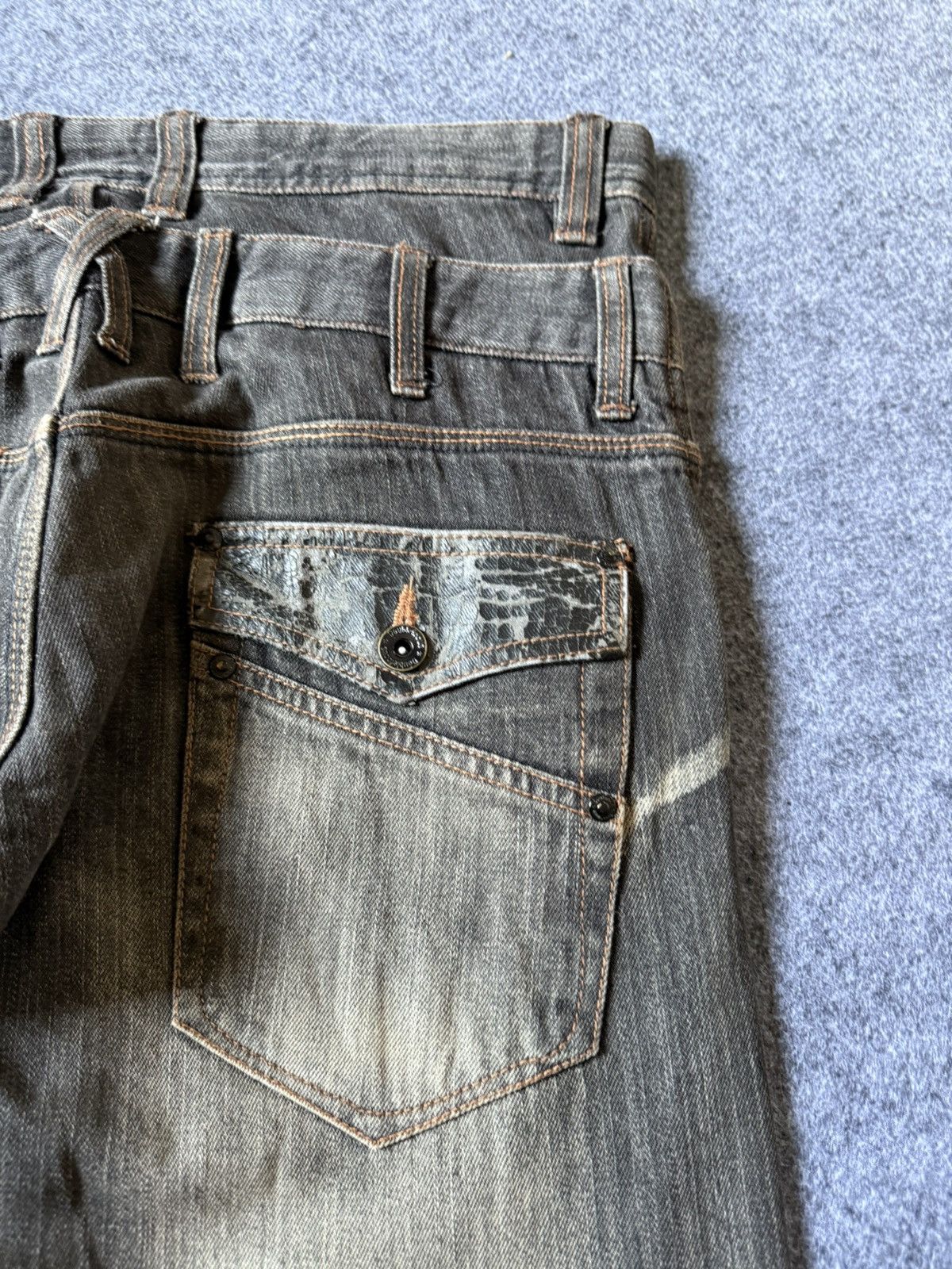If Six Was Nine Double Focus Japan Asymmetrical Double Waist Flared Jeans Size US 30 / EU 46 - 18 Thumbnail