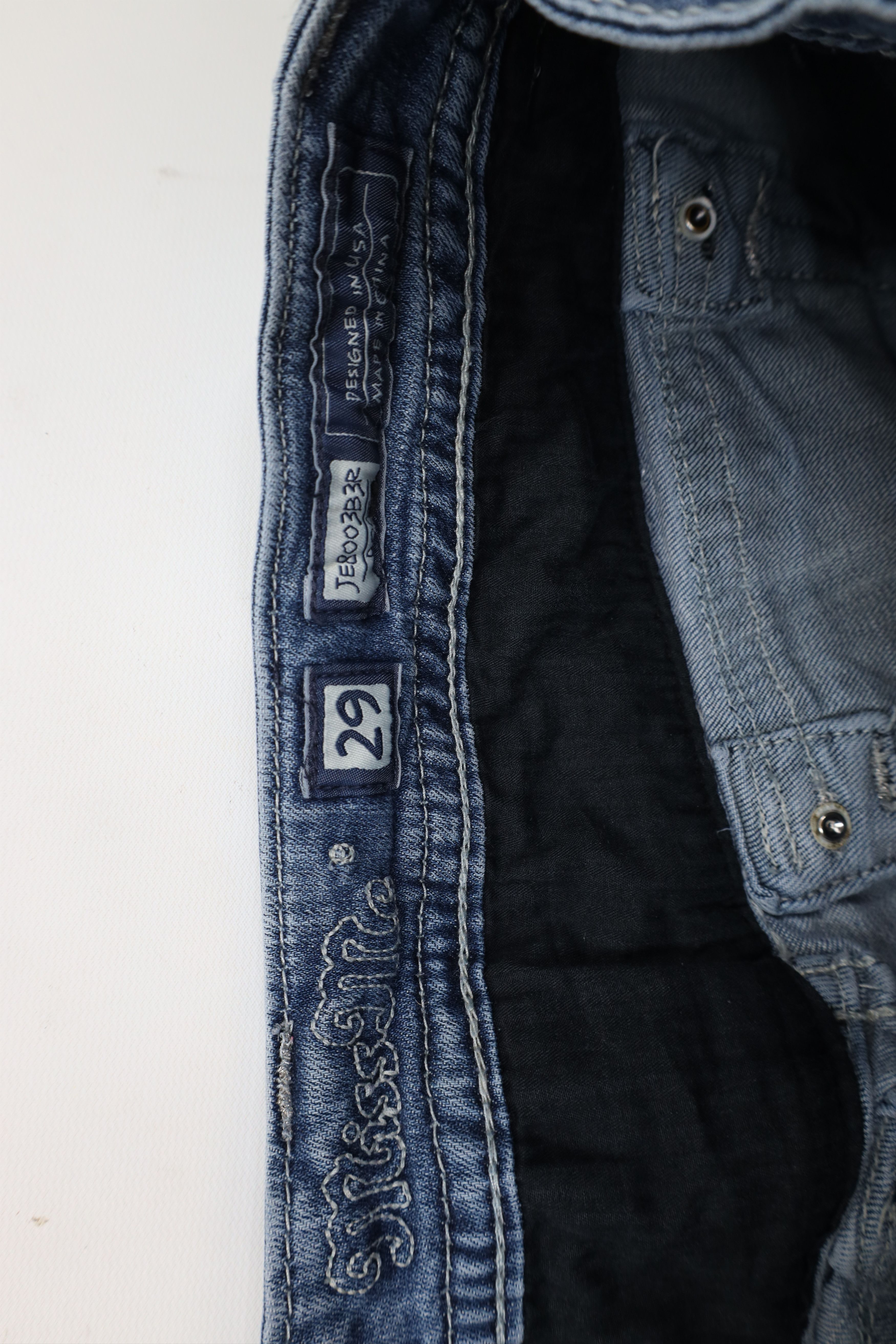 Miss Me × Vintage Miss Me Stitch Sequin Wide Leg Boot Cut Denim Jeans Blue Size 29" - 9 Thumbnail