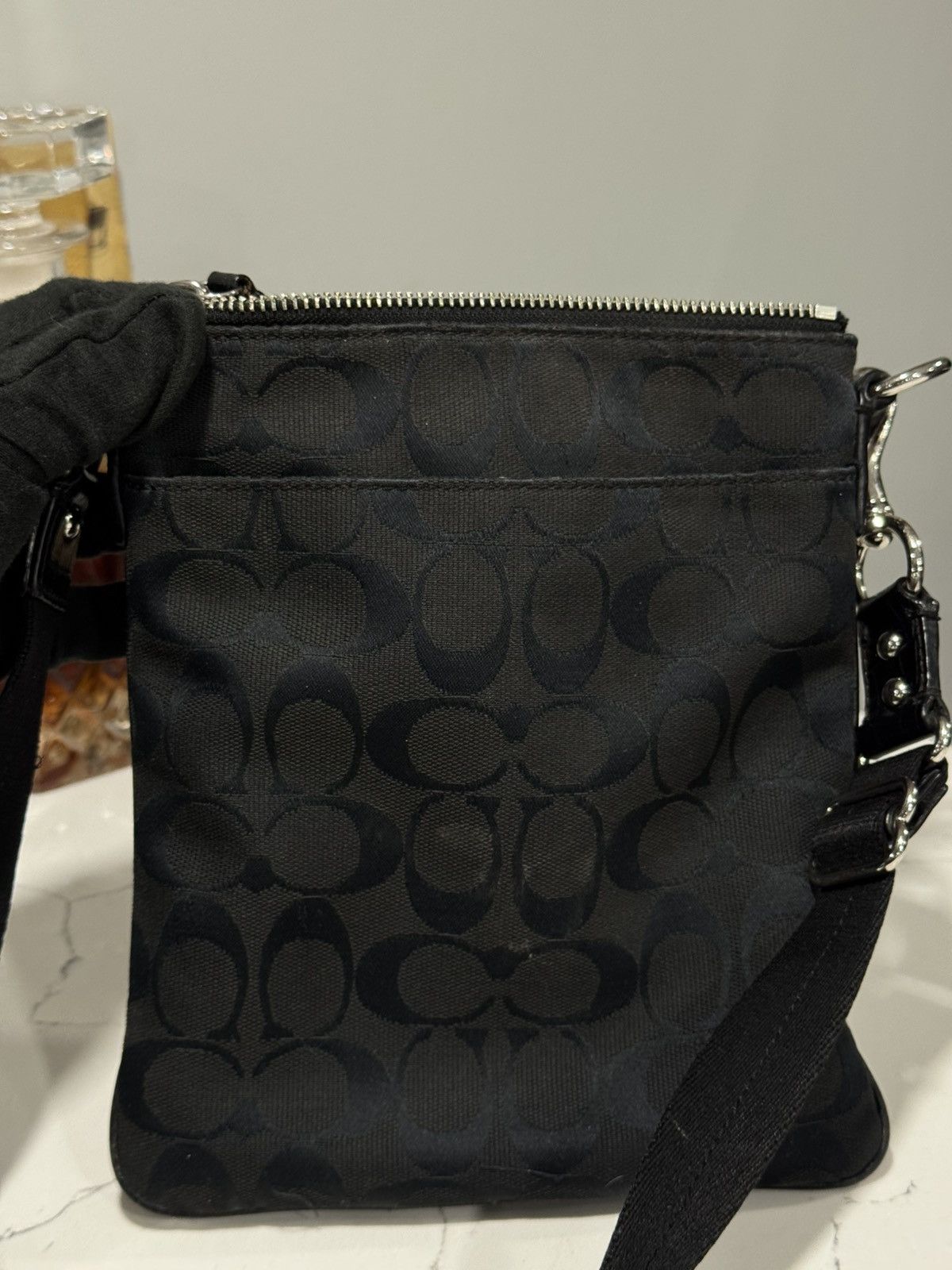 Coach Coach Black Signature Monogram Crossbody Bag w/ Croc Trim Size ONE SIZE - 5 Thumbnail