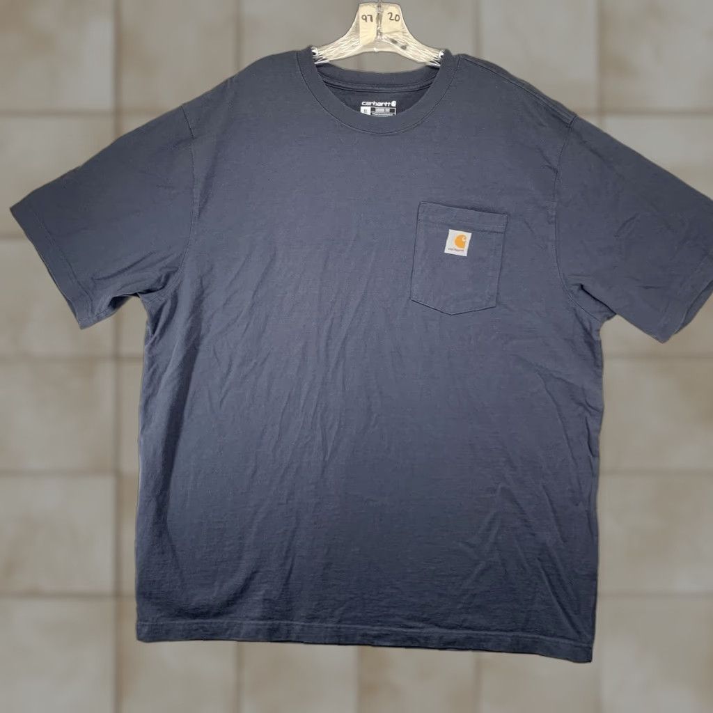 Carhartt Carhartt T-Shirt Mens Blue Stone XL Short Sleeve Crew Neck All Cotton Regular Fit Logo Pockets Solid 100% Cotton Outdoor Grunge Classic 2020s Mens Size US XL / EU 56 / 4 - 1 Thumbnail
