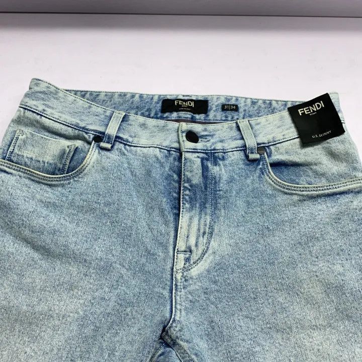 Fendi Fendi SS22 Blue Straight Leg Denim Pants -2507 Size US 31 - 3 Thumbnail