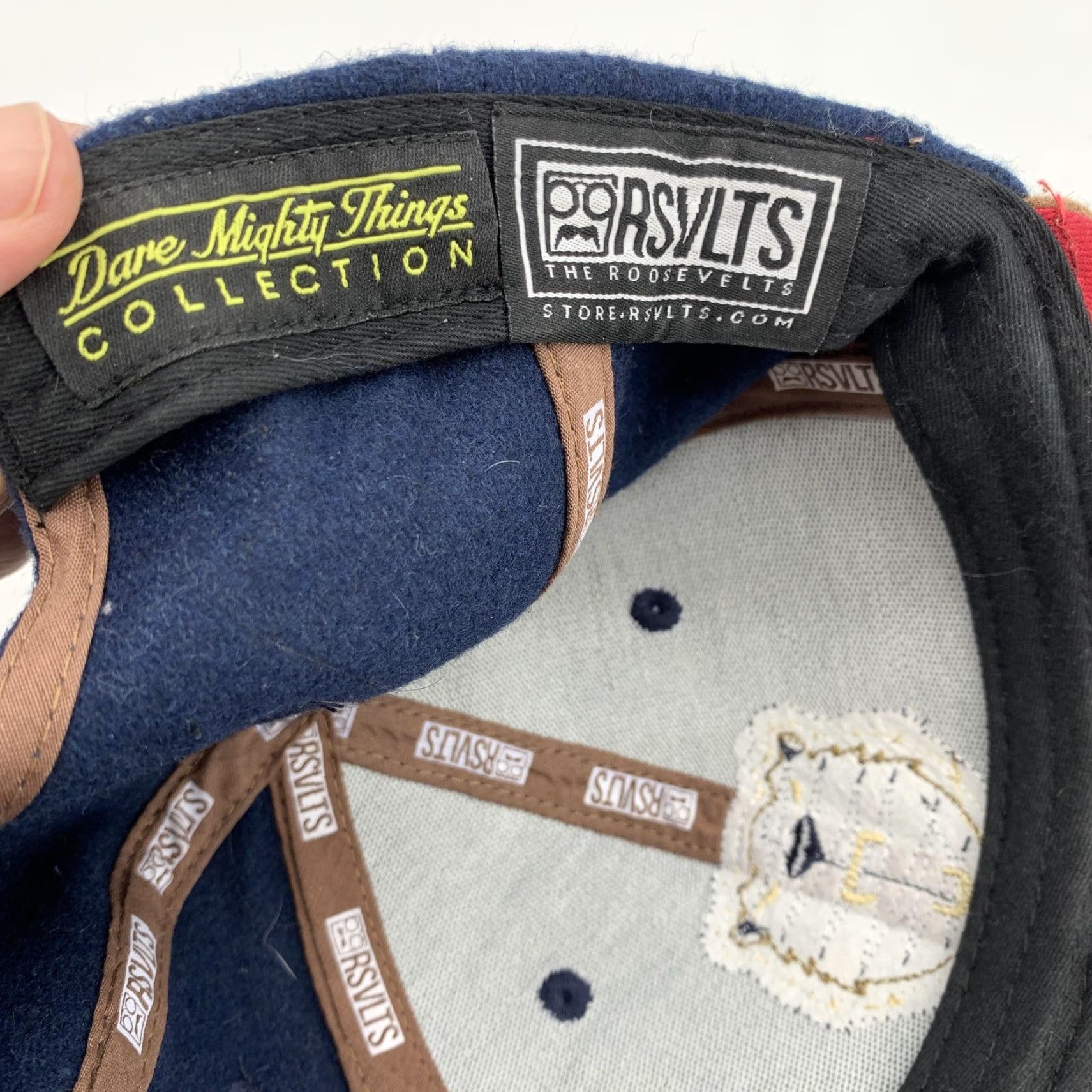 FELT RSVLTS Hat Cap Snap Back Mens Blue Wool Felt Bear Logo One Size Dare Mighty Men Black? Size ONE SIZE - 7 Thumbnail