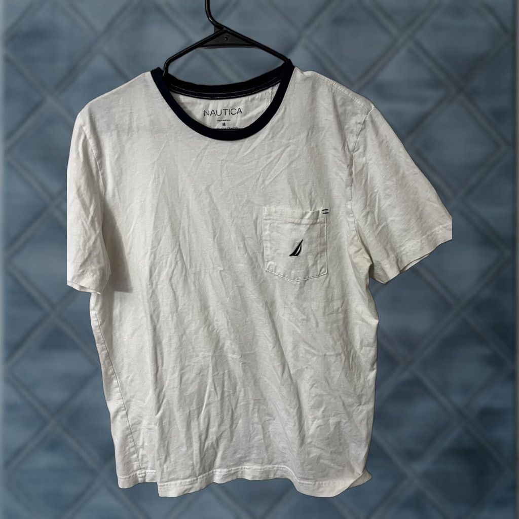 Nautica Nautica Men's Performance Stretch T-Shirt White Solid Crew Neck Size Medium with Pocket Size US M / EU 48-50 / 2 - 1 Thumbnail