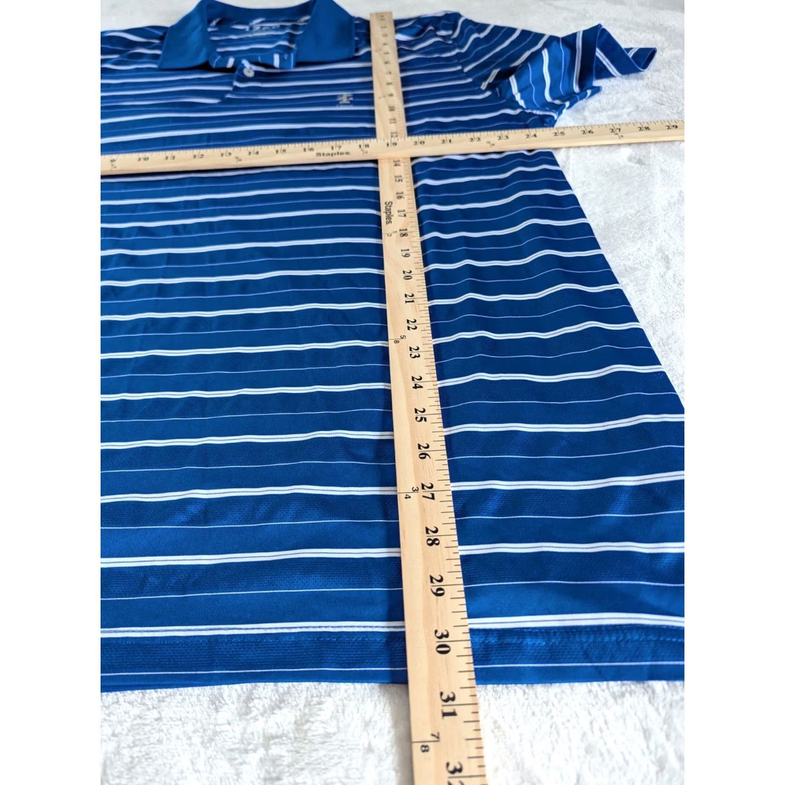 Izod IZOD Golf Polo Shirt Short Sleeve Striped Blue Mens XXL Regular Breathable Moisture Wicking Quick Dry Performance Sports Polo Shirt Size US XXL / EU 58 / 5 - 6 Thumbnail