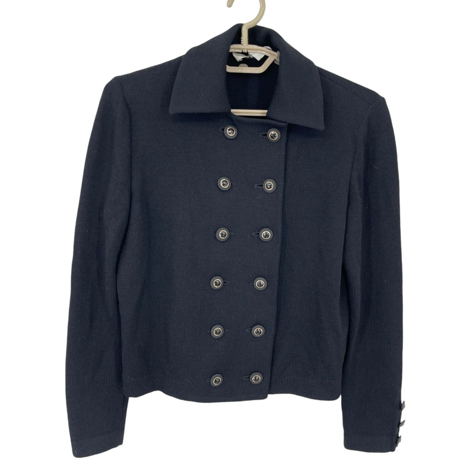 St. John St. John Black Sweater Blazer Jacket Double Breasted Size 4 Size S / US 4 / IT 40 - 1 Thumbnail