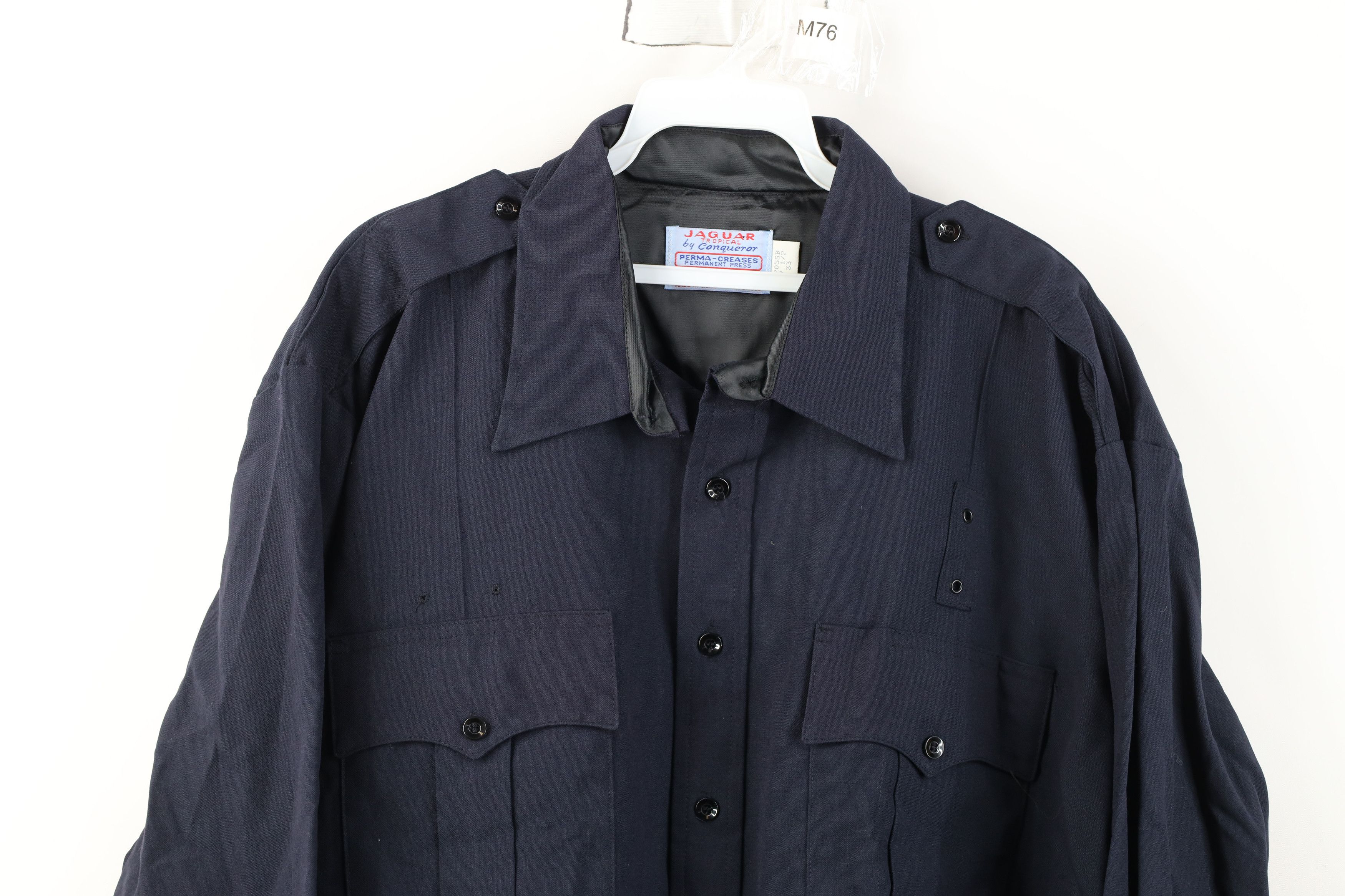 Vintage Vintage 70s Military Gabardine Knit Button Shirt Blue USA Size US M / EU 48-50 / 2 - 2 Thumbnail