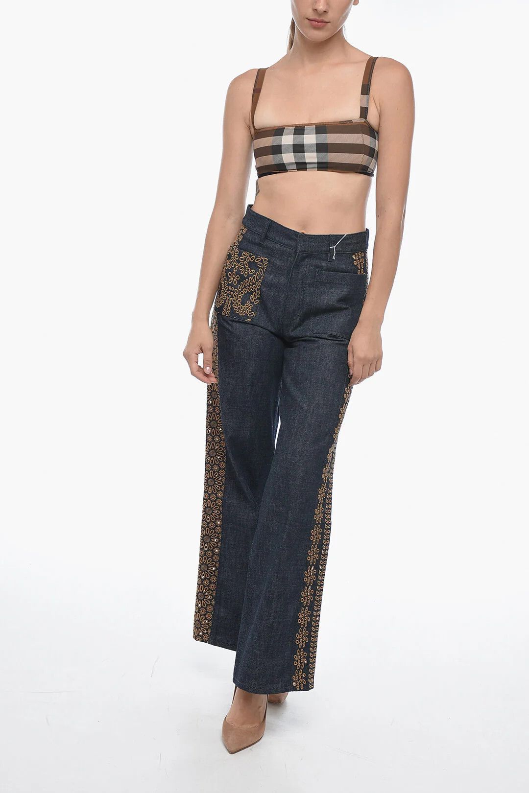 Dior o1mm0326 Embroidered Palazzo Jeans in Blue Size 28" / US 6 / IT 42 - 4 Thumbnail
