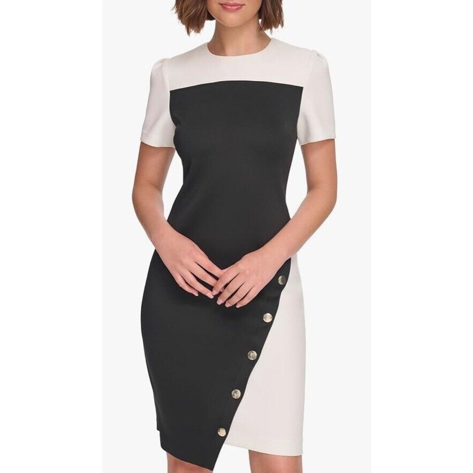 Tommy Hilfiger Tommy Hilfiger Scuba Crepe Structured Dress Black Ivory 6 Size M / US 6-8 / IT 42-44 - 6 Thumbnail
