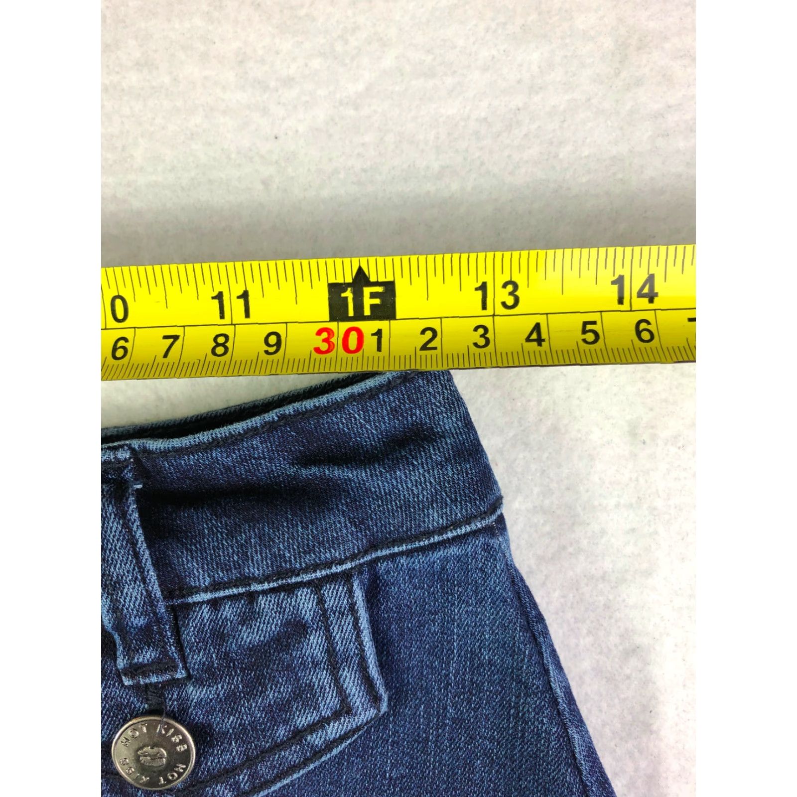 Vintage Kiss Juniors Size 3 25" Waist Measured Blue Jean Skirt Button Closure Size 26" / US 2 / IT 38 - 6 Thumbnail