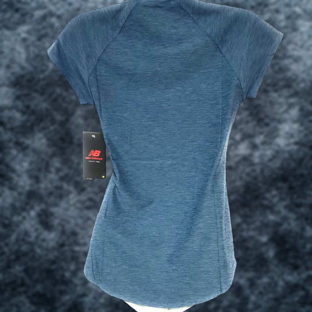 New Balance Womens New Balance WT01164 SNH Heathertech Slate Blue Athletic Tee T-Shirt Size S / US 4 / IT 40 - 1 Thumbnail