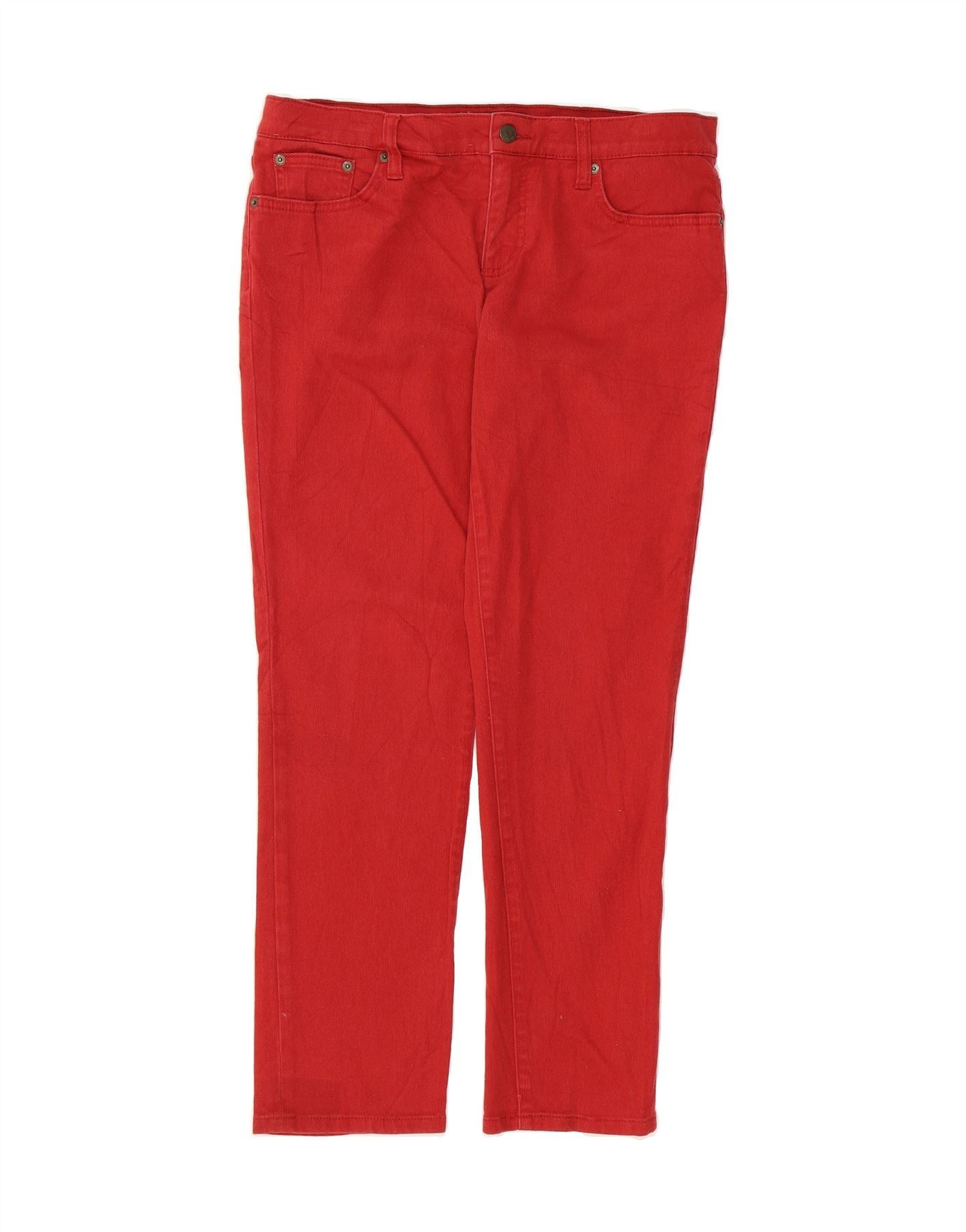 Ralph Lauren Womens Slim Casual Trousers US 10 Large W32 L28 Red Cotton Size 28" / US 6 / IT 42 - 1 Thumbnail