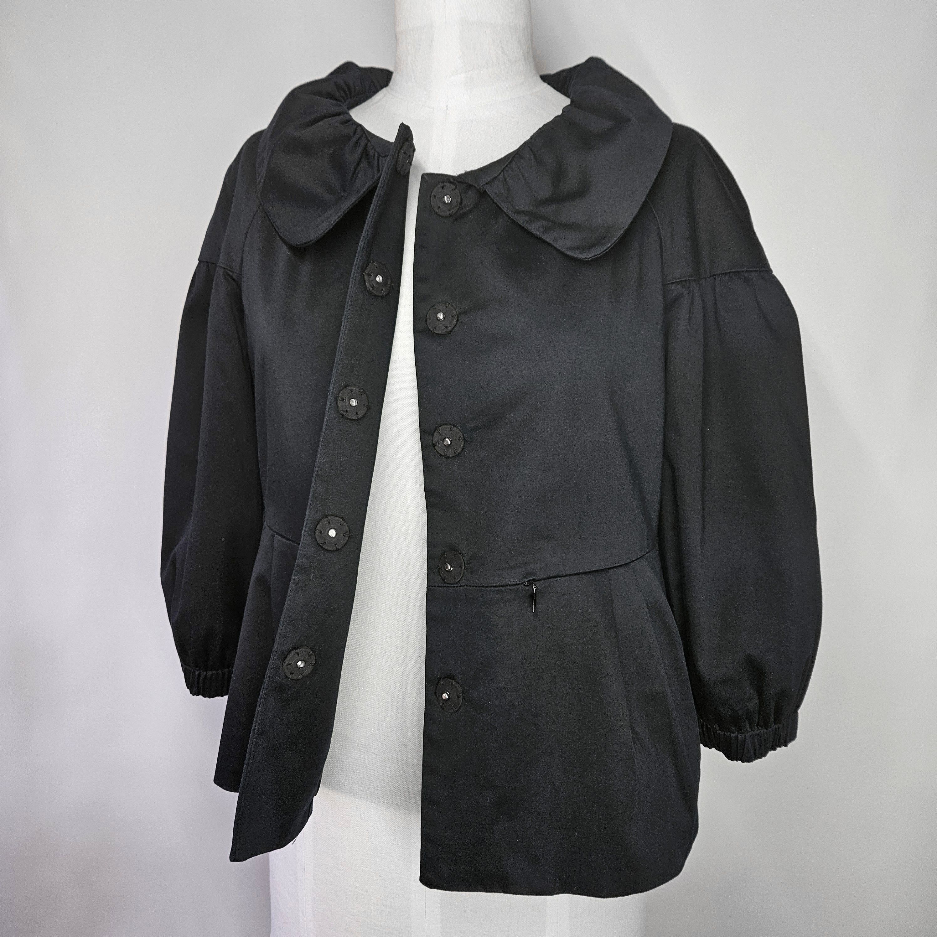 Other Elle Size L Blazer Jacket Black Puff Sleeves Cotton Zipper Size L / US 10 / IT 46 - 7 Thumbnail