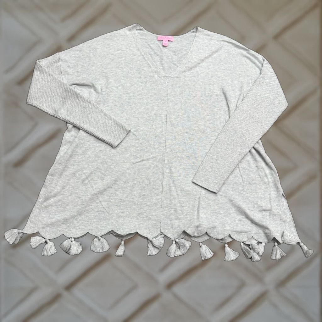 Lilly Pulitzer Lilly Pulitzer Pullover Sweater Womens Small Gray V-Neck Knit Casual Long Sleeve Size S / US 4 / IT 40 - 1 Thumbnail