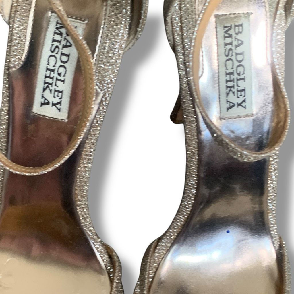 Badgley Mischka Badgley Mischka Gold Glitter Heels Size 9 Zip Back Strappy P Size US 9 / IT 39 - 8 Thumbnail