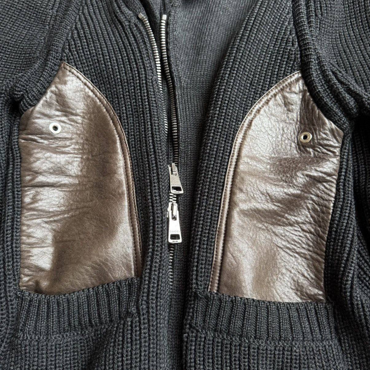 Gucci by Tom Ford AW2003 Leather Panel Trim Drivers Knit Jacket Size US S / EU 44-46 / 1 - 3 Thumbnail