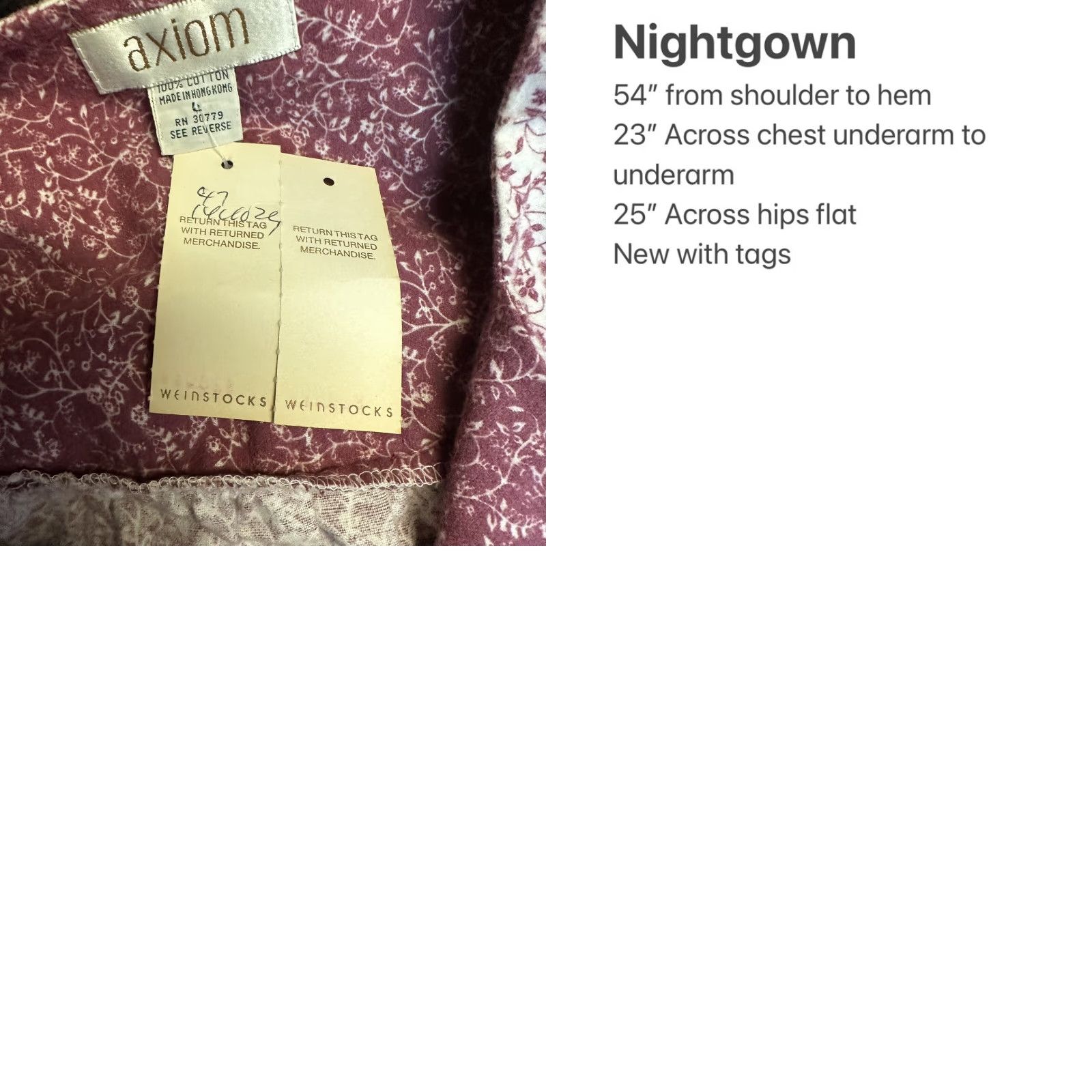 Vintage VINTAGE Axiom Long Cotton Flannel Gown Granny Nightgown Dainty Floral L NEW Size ONE SIZE - 8 Thumbnail