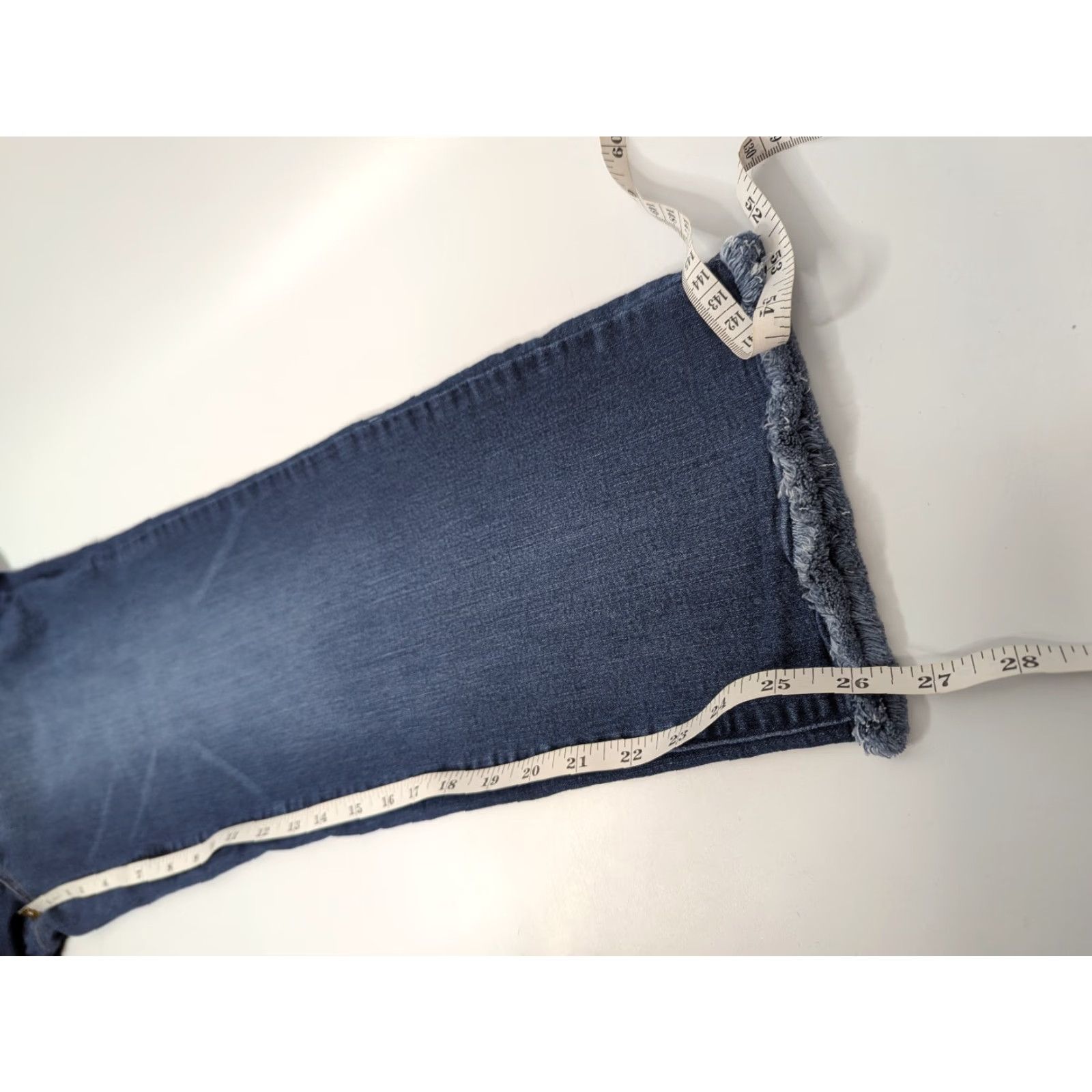 Vintage Democracy Ab Solution Straight Leg Jeans Size 14 High Rise Tummy Control Blue Denim Women Shaping 5-Pocket Raw Hem Casual Size 36" / US 14 / IT 50 - 6 Thumbnail