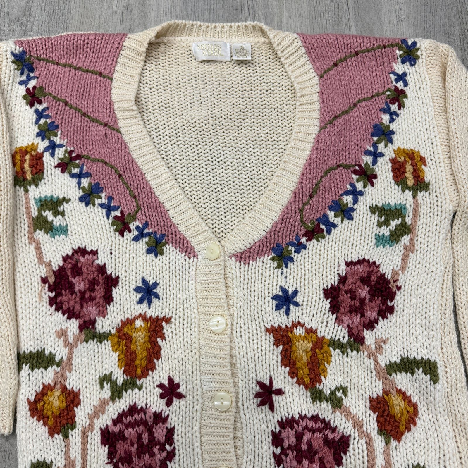 Vintage Vintage Needles & Yarn Cardigan Sweater Women's Small Cream Size S / US 4 / IT 40 - 2 Thumbnail