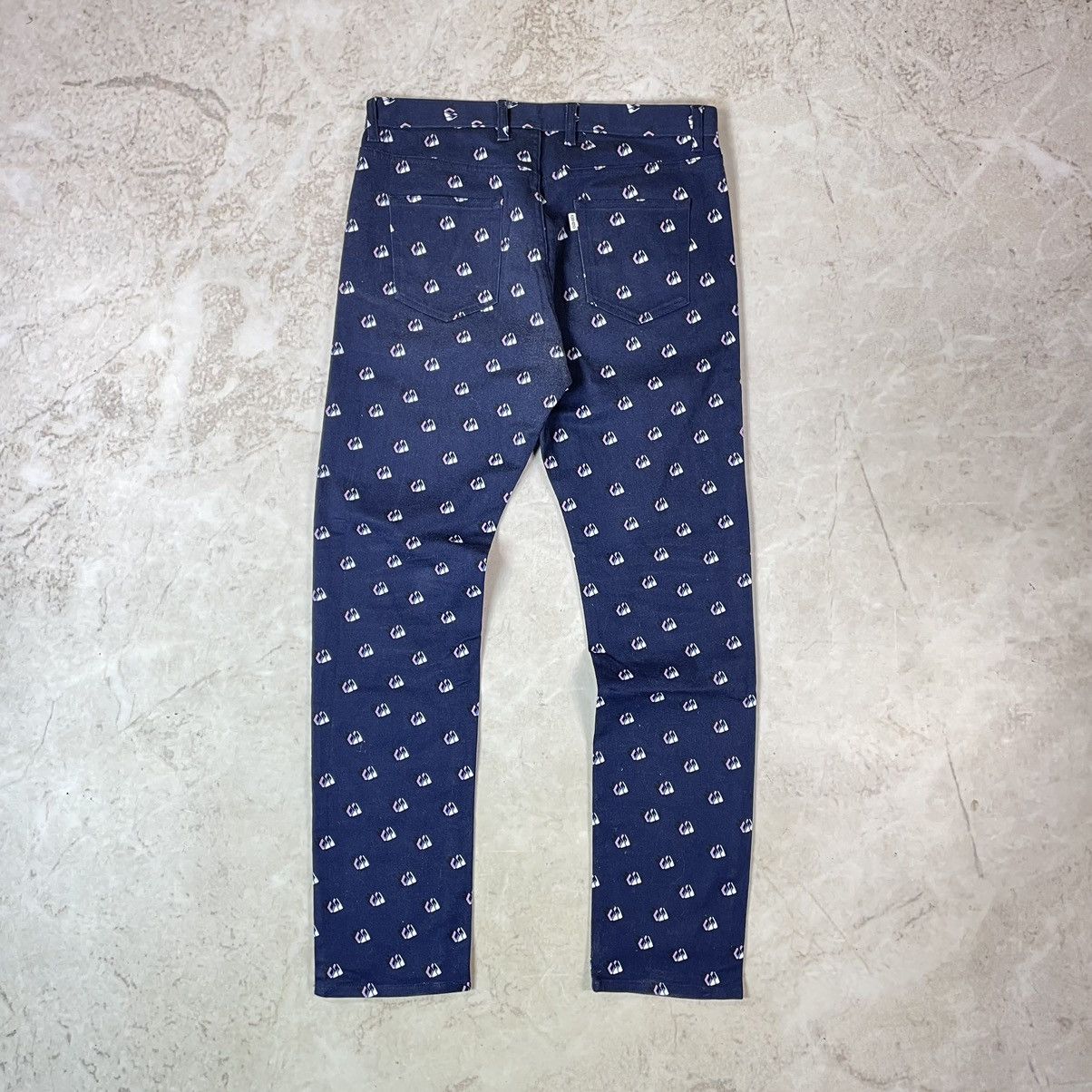 Kenzo Kenzo Paris Monogram Geometric Print Slim Fit Denim Pants Size US 33 - 12 Thumbnail