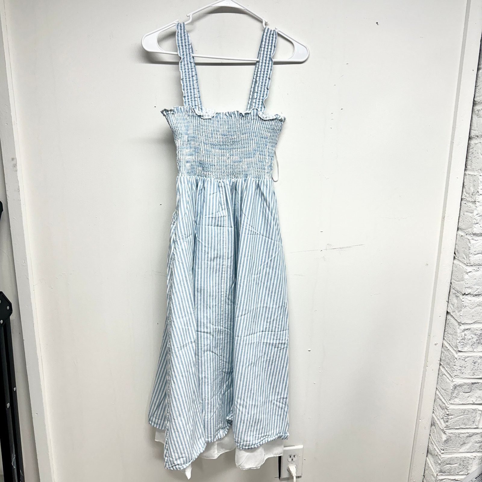 Other Aqua Smocked Sleeveless Blue & White Ocean Midi Dress Small Size S / US 4 / IT 40 - 2 Thumbnail