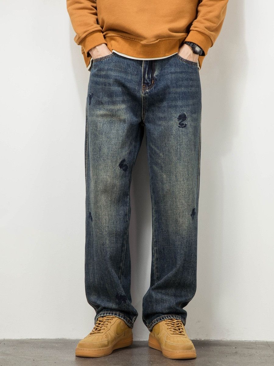 Vintage Men's straight loose American retro embroidered jeans Size US 32 / EU 48 - 1 Thumbnail