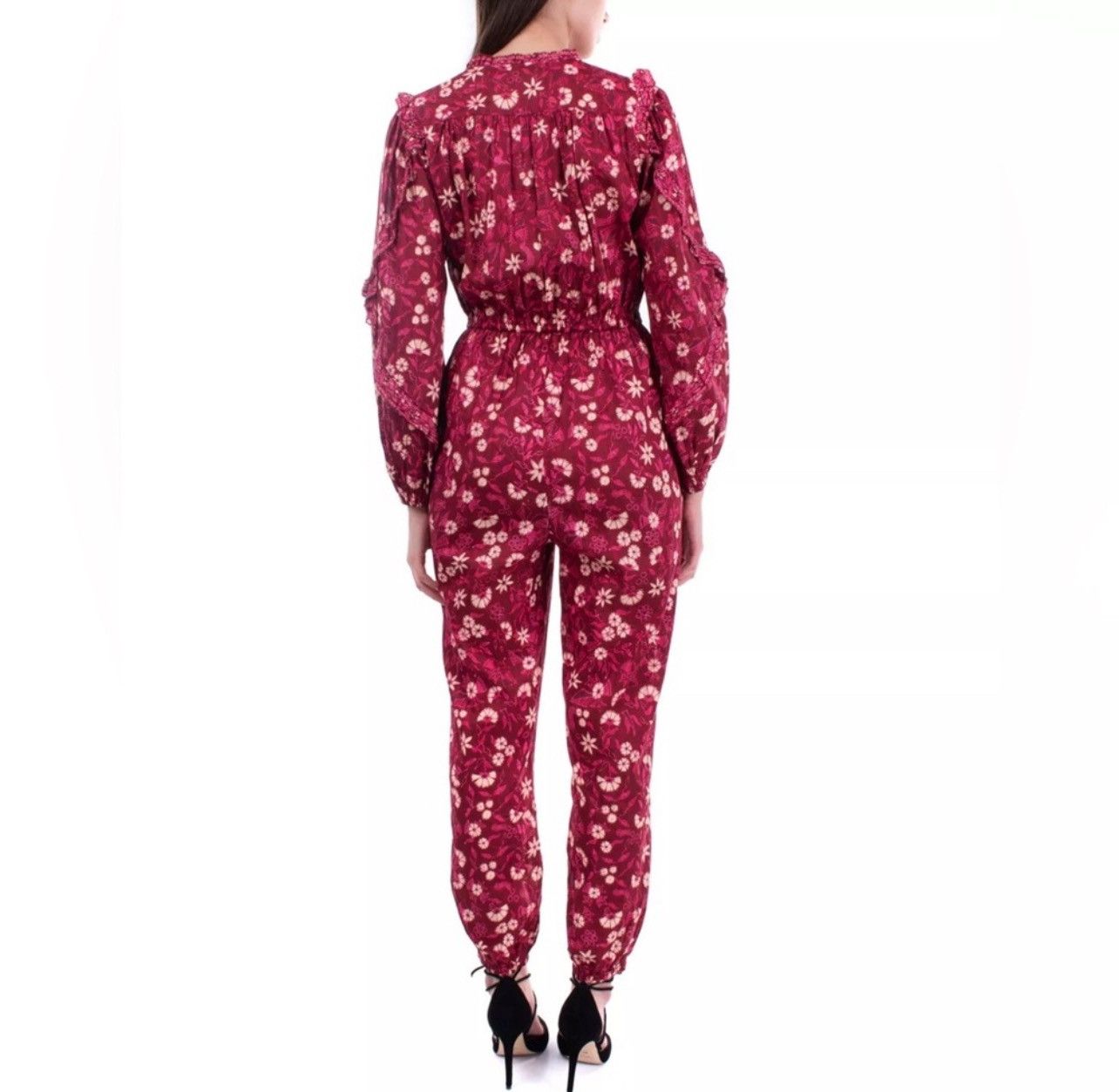 Ulla Johnson Ulla Johnson Delphine Burgundy Floral Scoop Neck Jumpsuit Size 26" / US 2 / IT 38 - 3 Thumbnail