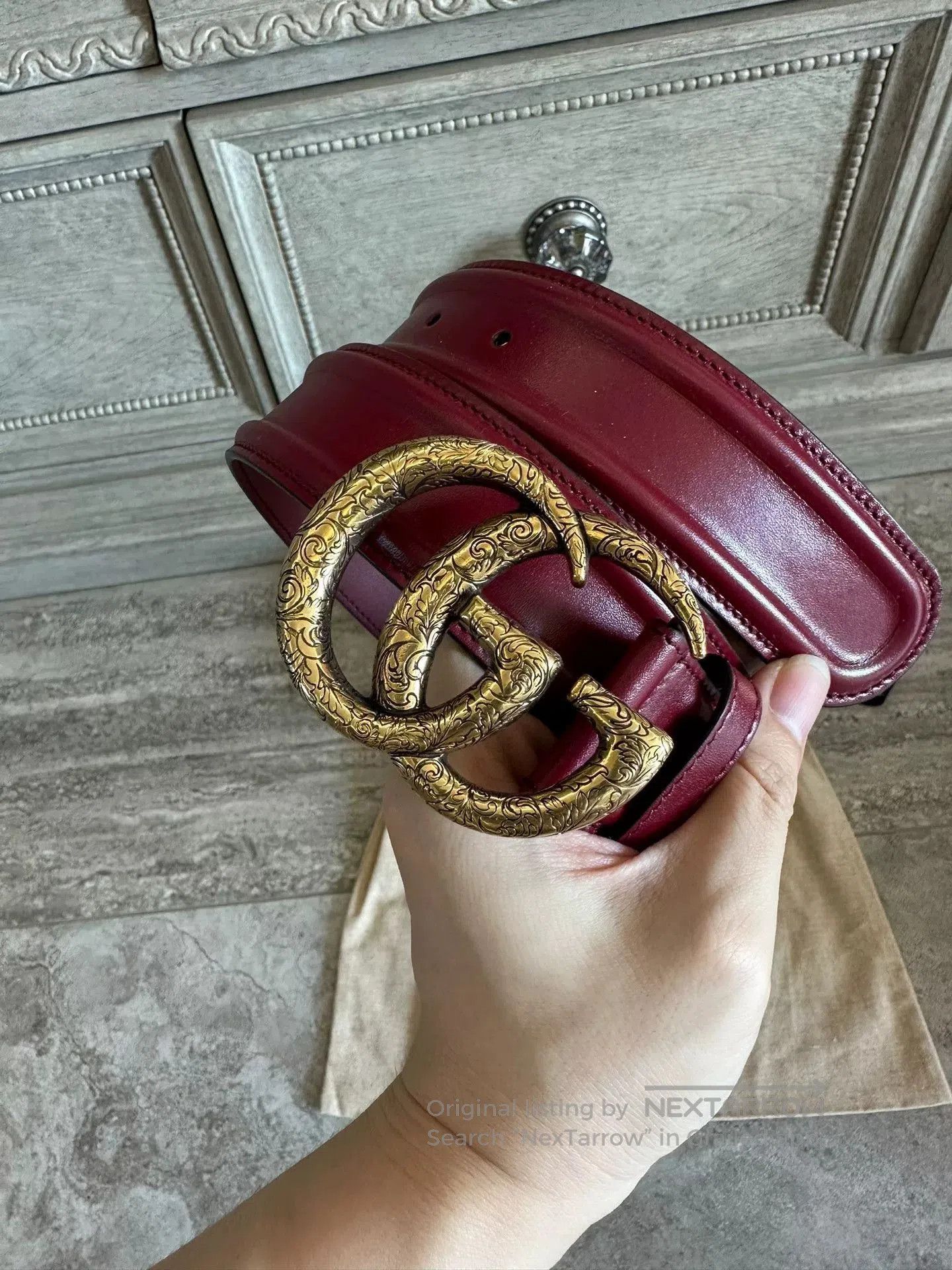 Gucci Gucci Vintage Carved Red Belt. Size ONE SIZE - 1 Thumbnail