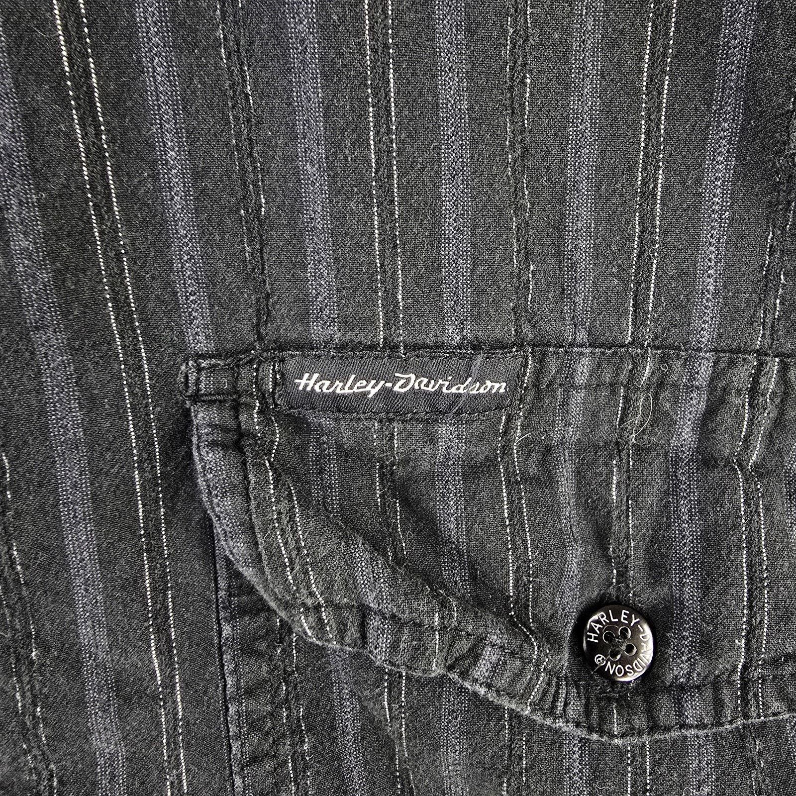 Harley Davidson Harley Davidson Button Up Shirt Mens XL Black Striped Biker Size US XL / EU 56 / 4 - 4 Thumbnail