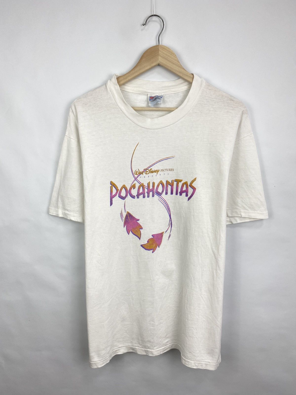 Hanes 🇺🇸 Vintage 90s Pocahontas Walt Disney Pictures Movie T-Shirt Size US L / EU 52-54 / 3 - 3 Thumbnail