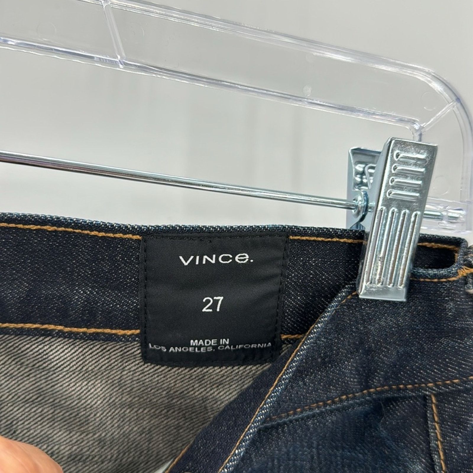 Vince Vince raw hem dark wash button fly jeans casual size 27 Size 27" / US 4 / IT 40 - 8 Thumbnail