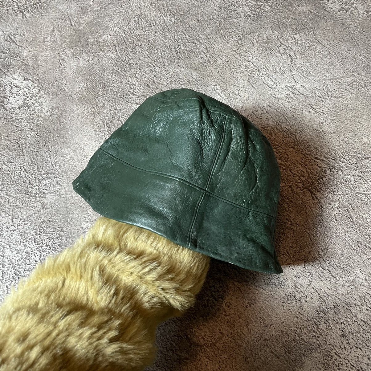Vintage Vintage 90s Green Leather Bucket Hat Grunge Gorpcore Boxy OS Size ONE SIZE - 1 Thumbnail
