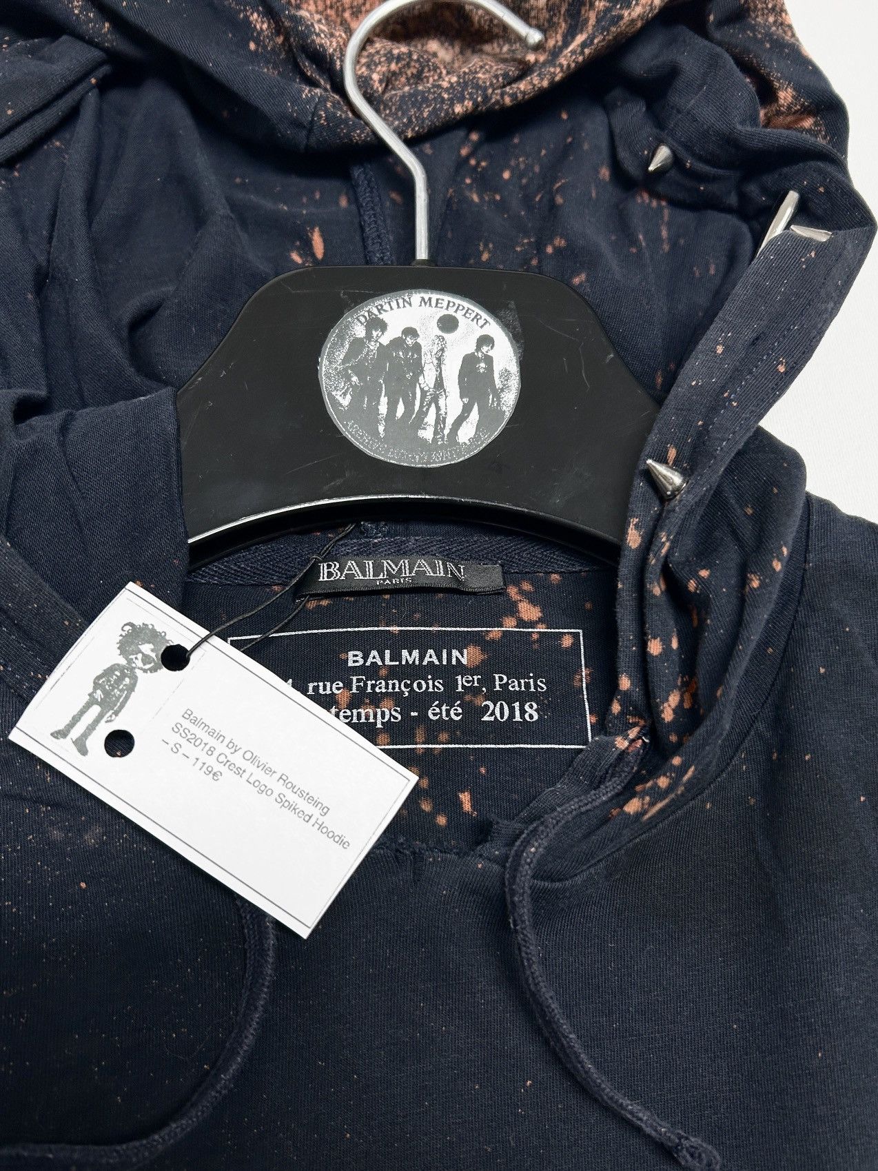 Balmain SS2018 Crest Logo Spiked Hoodie Size US S / EU 44-46 / 1 - 6 Thumbnail