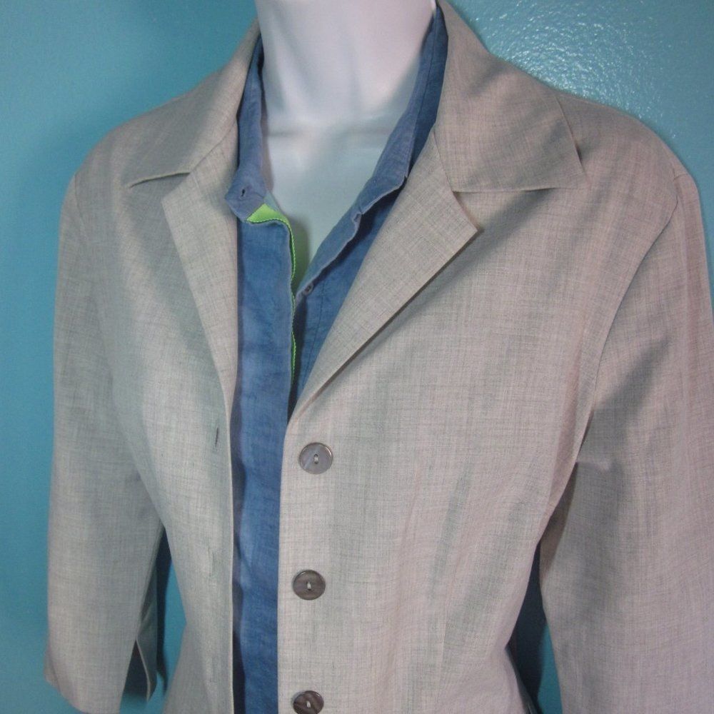 Trina Turk Trina Turk Light Weight Cropped Gray Jacket Size M Button Fr Size M / US 6-8 / IT 42-44 - 8 Thumbnail