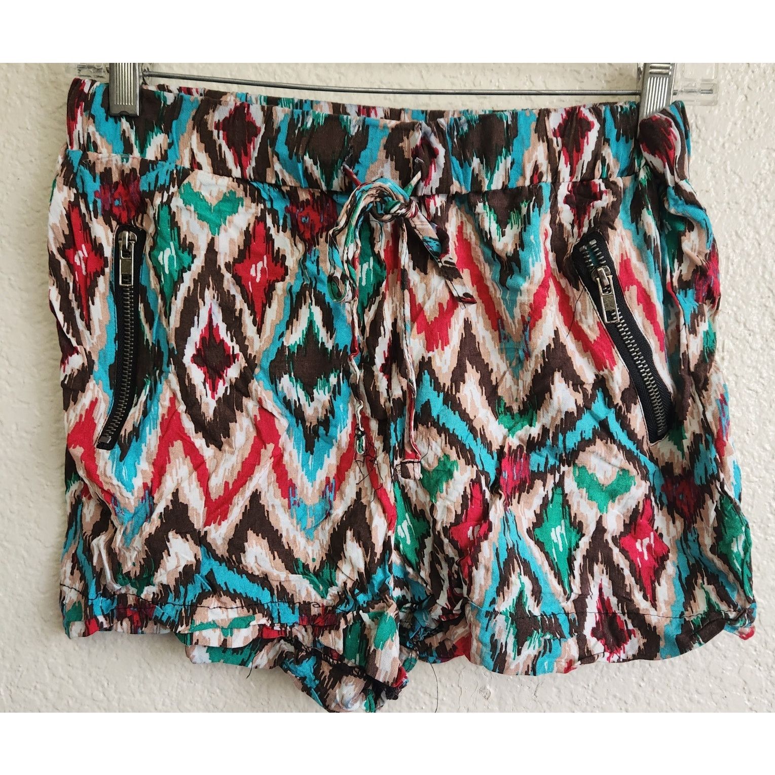 Other Justify Teal Brown Multicolor Aztec Print Pull On Shorts M Size 28" / US 6 / IT 42 - 1 Thumbnail