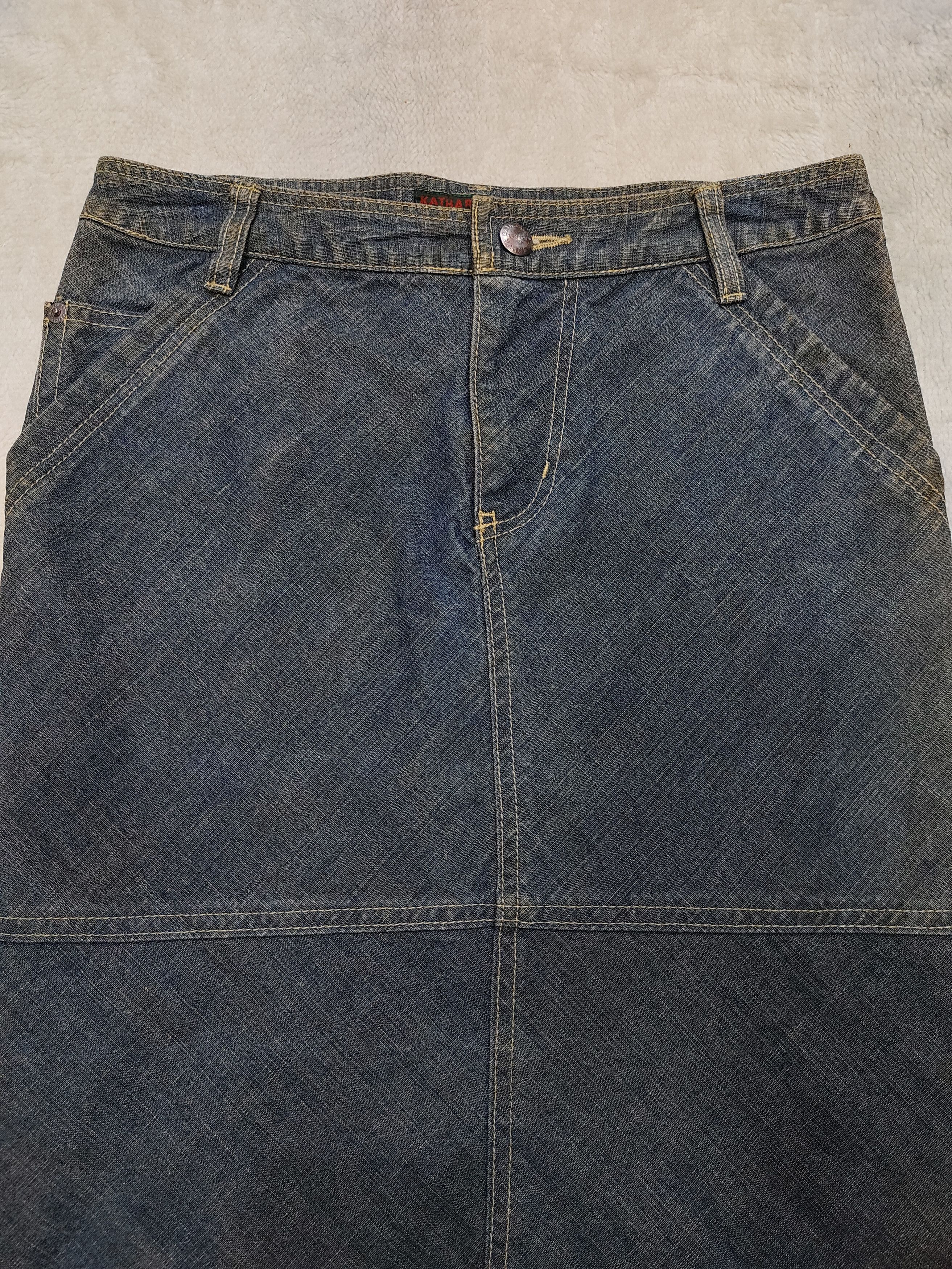 Katharine Hamnett London 💥Vtg Katherine Hamnett💥 Mud Washed Denim Knee Skirt Size 28" / US 6 / IT 42 - 2 Thumbnail