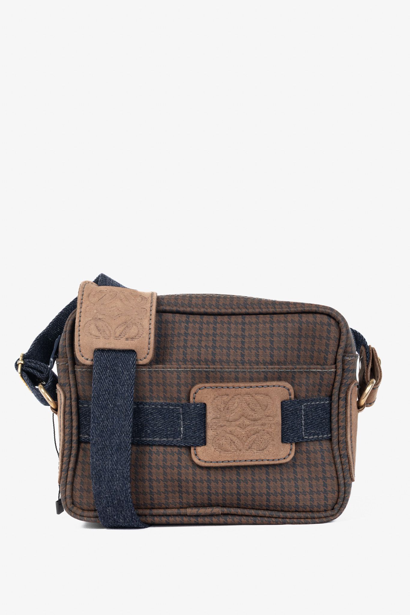 Loewe Loewe Brown Houndstooth-Canvas Leather-Trim Shoulder Bag Size ONE SIZE - 1 Thumbnail