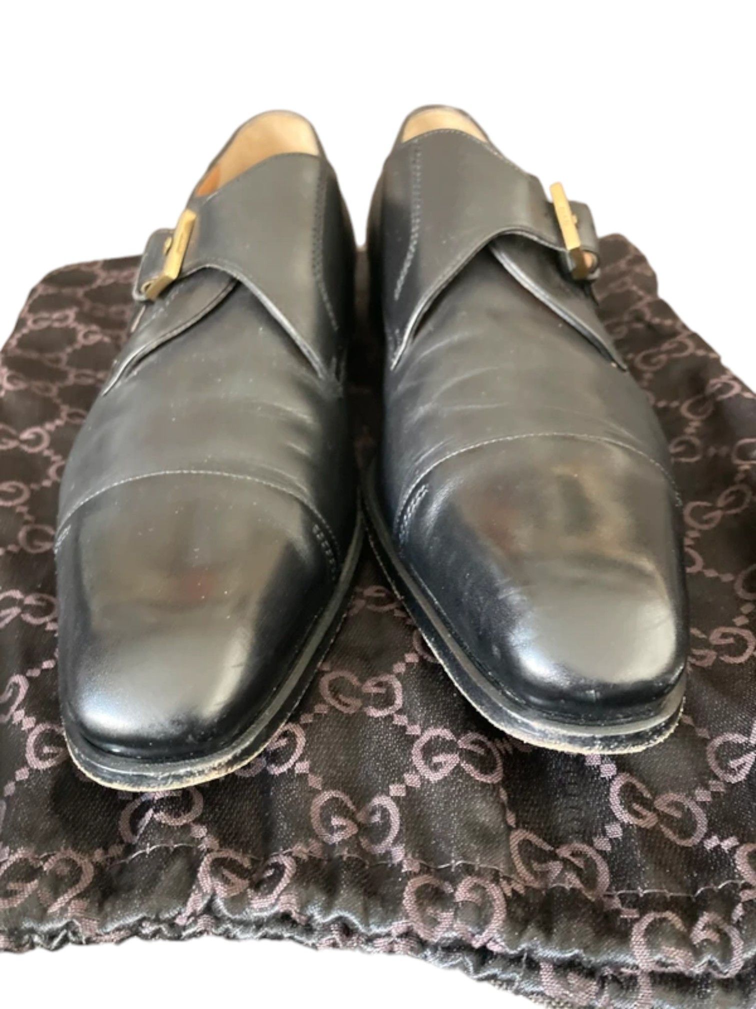 Gucci Gucci Black Leather Single Monk Strap Shoes Size US 11 / EU 44 - 7 Thumbnail