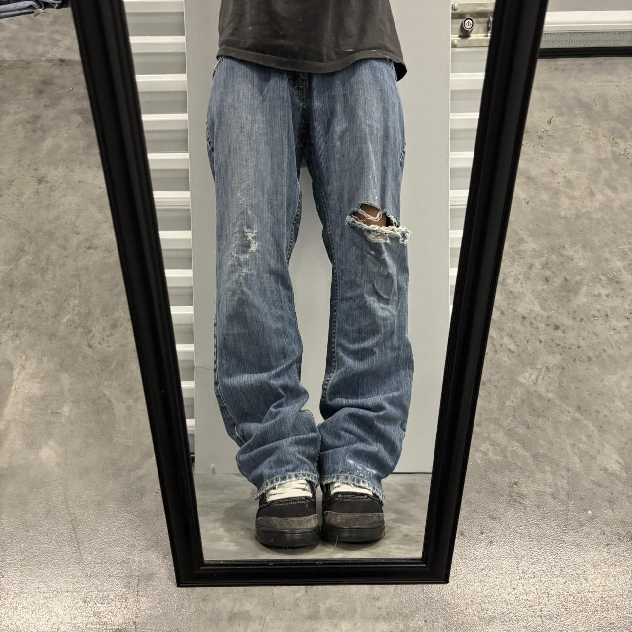 Japanese Brand × Vintage Crazy Vintage Y2K/2000s Grunge Medium Wash Distressed Denim Jeans! Size US 30 / EU 46 - 1 Thumbnail