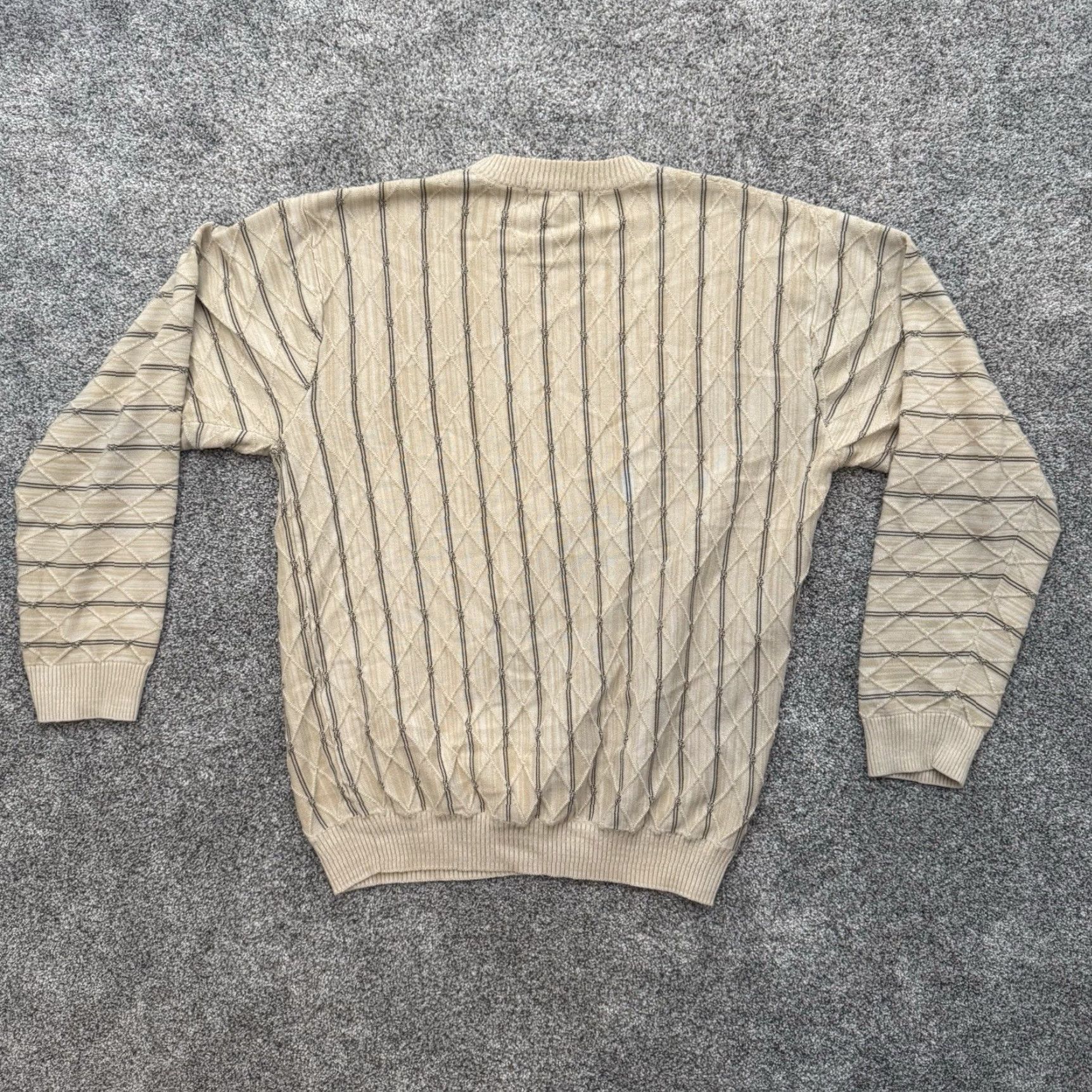 Vintage VINTAGE Protege Sweater Mens L 90s Hip Hop Streetwear 3D Knit Textured Beige Crew Neck Long Sleeve Knit Pullover Geometric 3D Mens Size US L / EU 52-54 / 3 - 6 Thumbnail