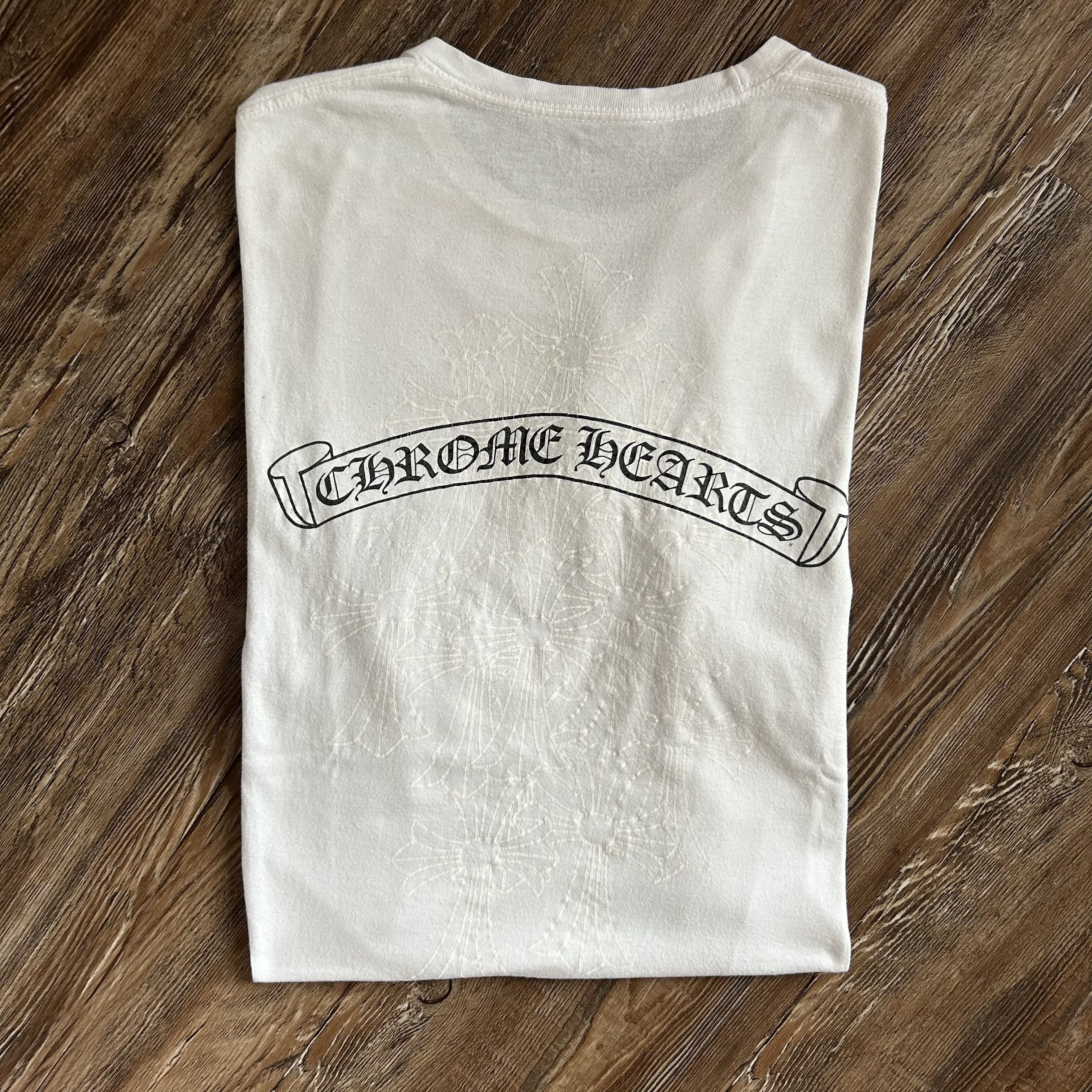 image of Chrome Hearts Cross Logo Scroll Tee in White, Men's (Size Large)