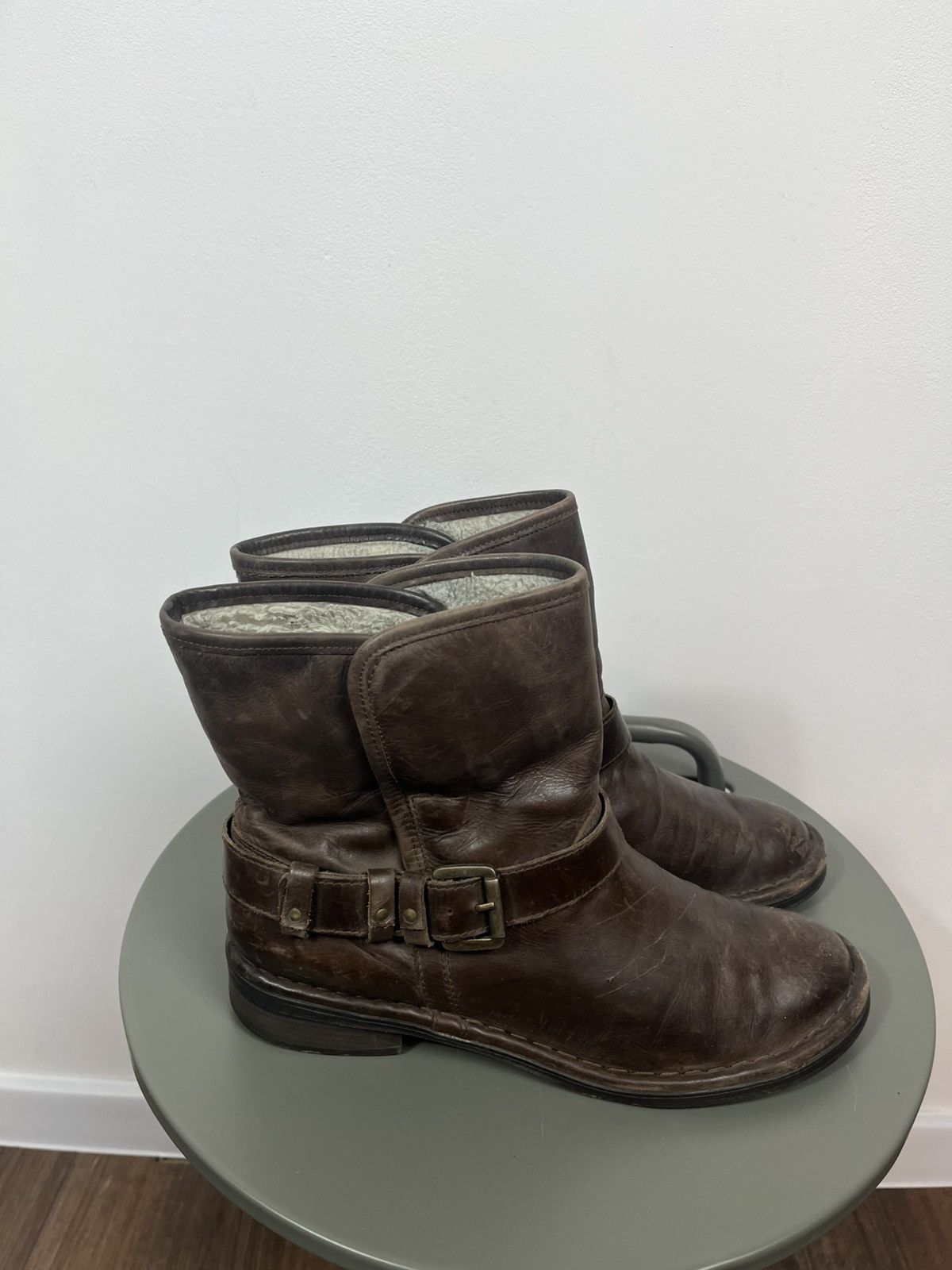 Other Men’s Brown Leather Biker Ankle Boots Buckle EU 41.5 Size US 8.5 / EU 41-42 - 4 Thumbnail