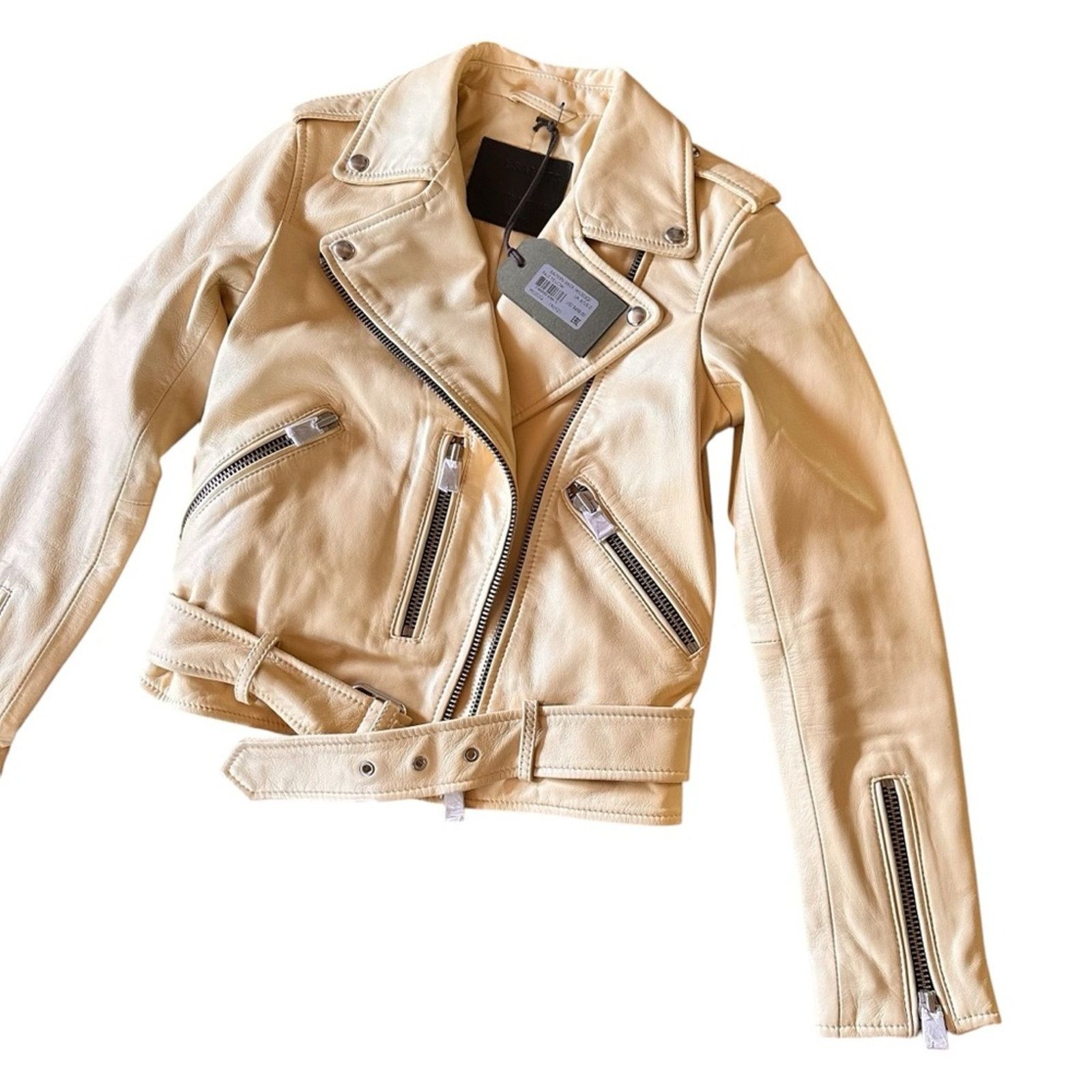 Allsaints AllSaints NWT Balfern Biker Jacket – Pale Yellow – Size 0 Size XS / US 0-2 / IT 36-38 - 8 Thumbnail