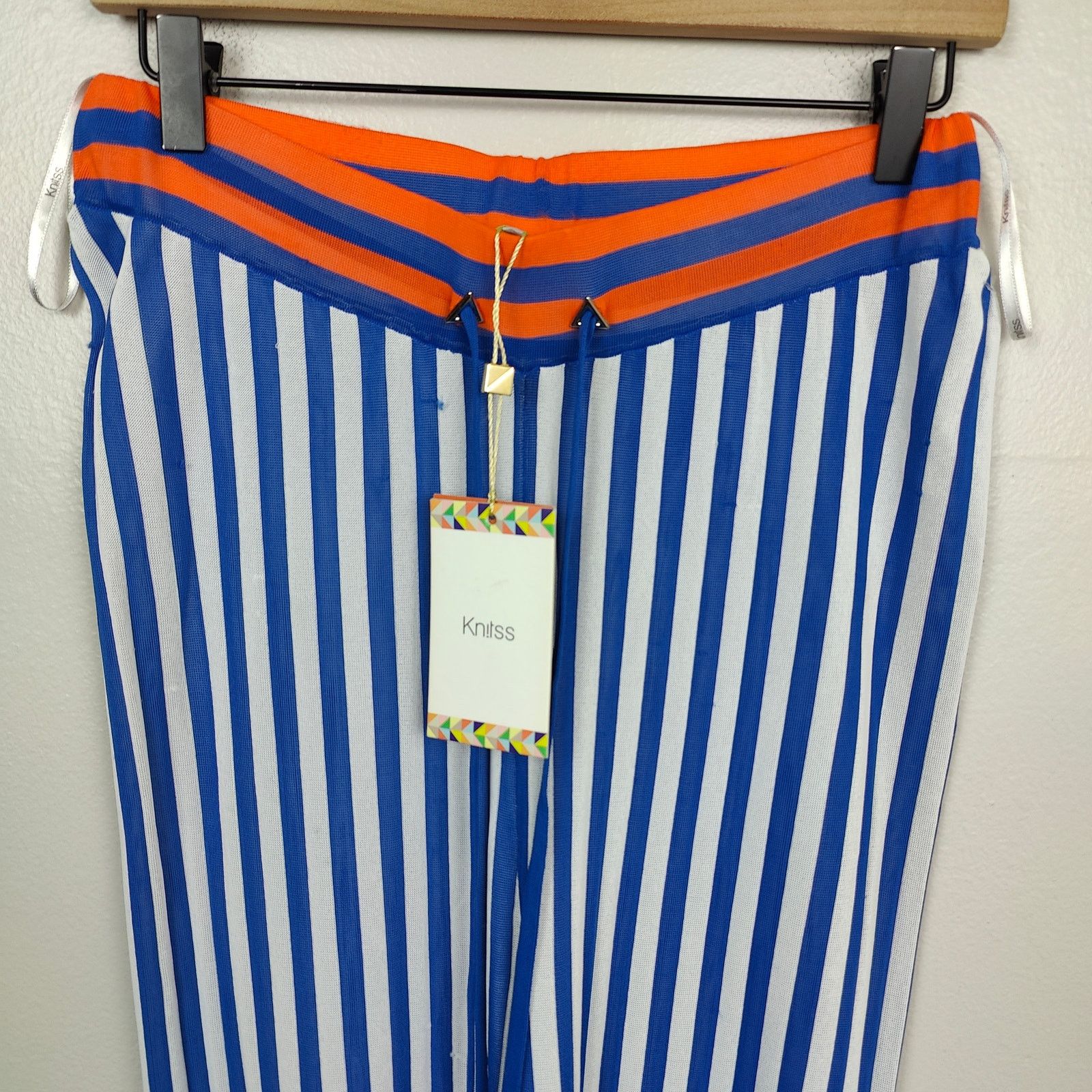 Other Knitss Ivy Striped Pants Womens Small Blue White Tie Belt Size 27" / US 4 / IT 40 - 2 Thumbnail