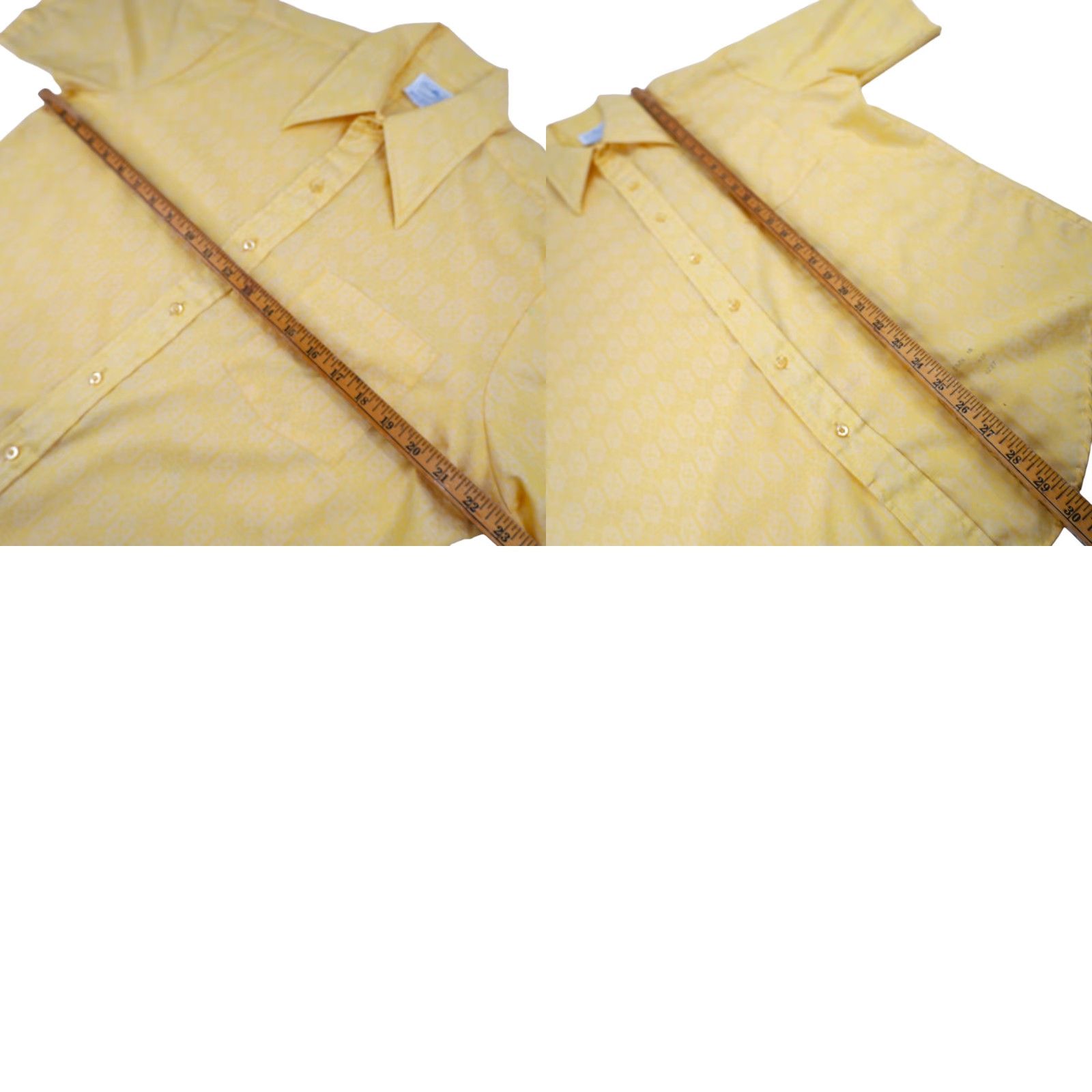 Vintage VINTAGE TownCraft Pennys Button-Up Shirt Short Sleeve Large Yellow Polyester Allover Design Mens 70s Size US L / EU 52-54 / 3 - 8 Thumbnail