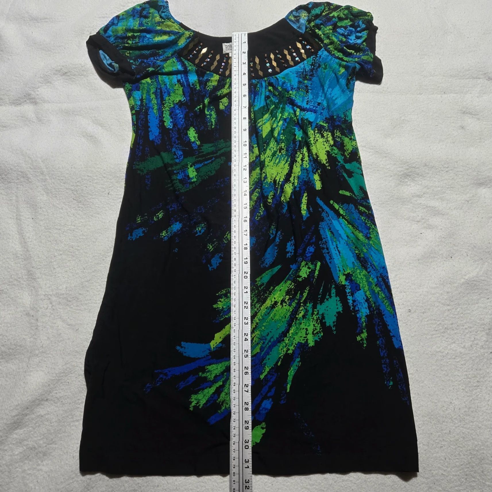 Vintage Robbie Bee Dress Sleeveless Shirt Top Women's Size 10 Peacock Design Green Knee Length Casual Dress Size L / US 10 / IT 46 - 5 Thumbnail