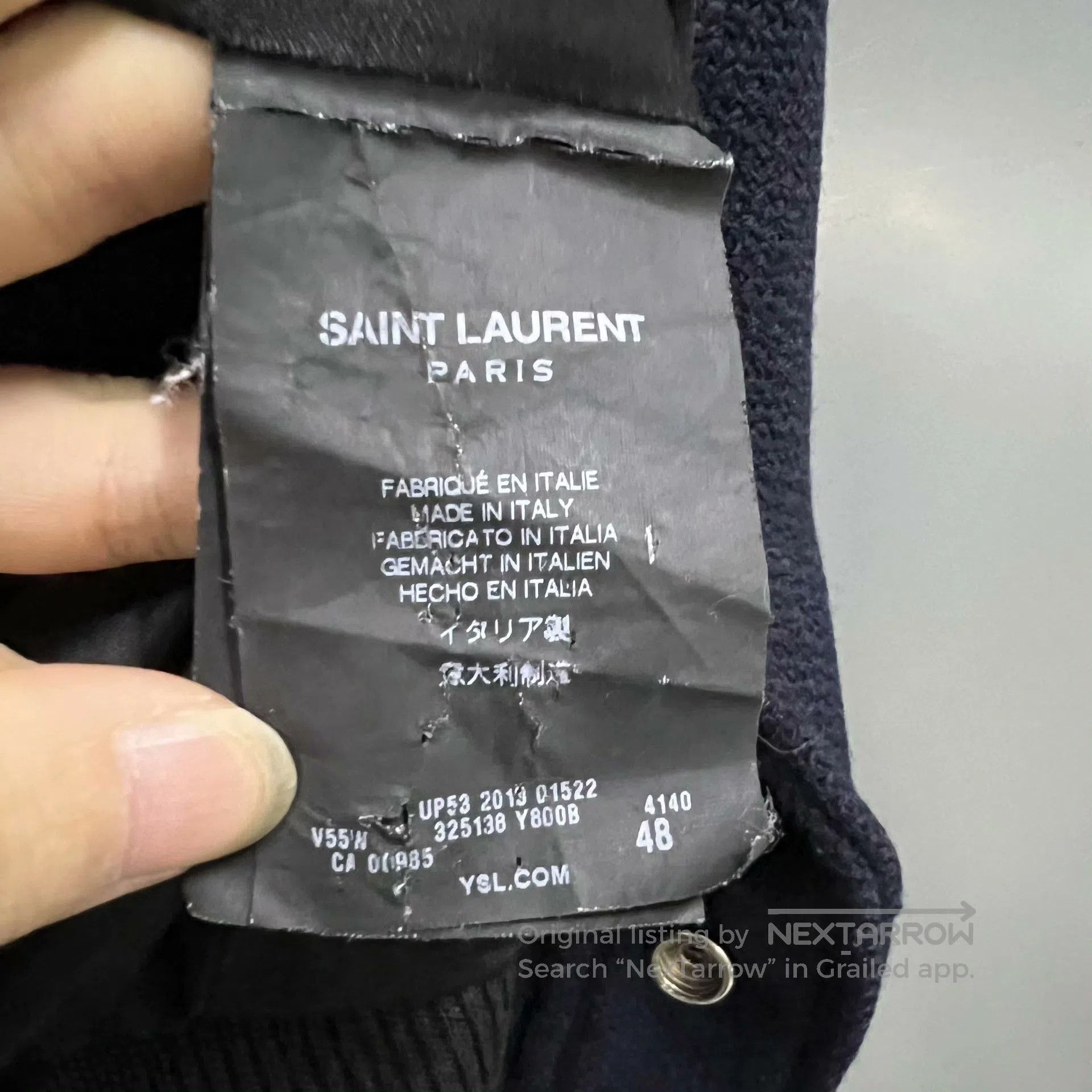 Saint Laurent Paris Saint Laurent Dark Blue Leather Sleeve Jacket. Size US M / EU 48-50 / 2 - 4 Thumbnail