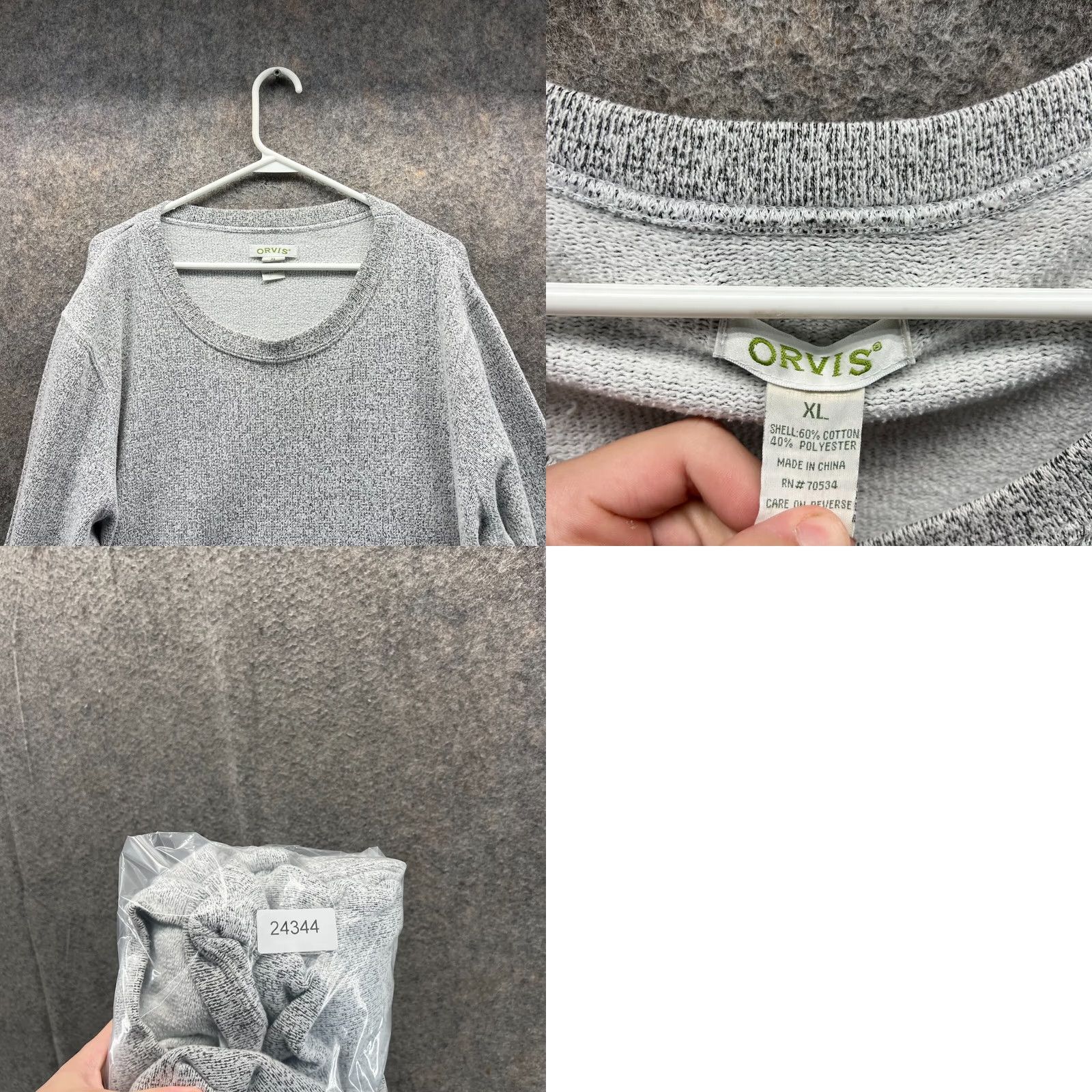 Orvis VINTAGE: No Orvis Sweater Women's XL Gray Round Neck Pullover Cotton Polyester Size XL / US 12-14 / IT 48-50 - 8 Thumbnail