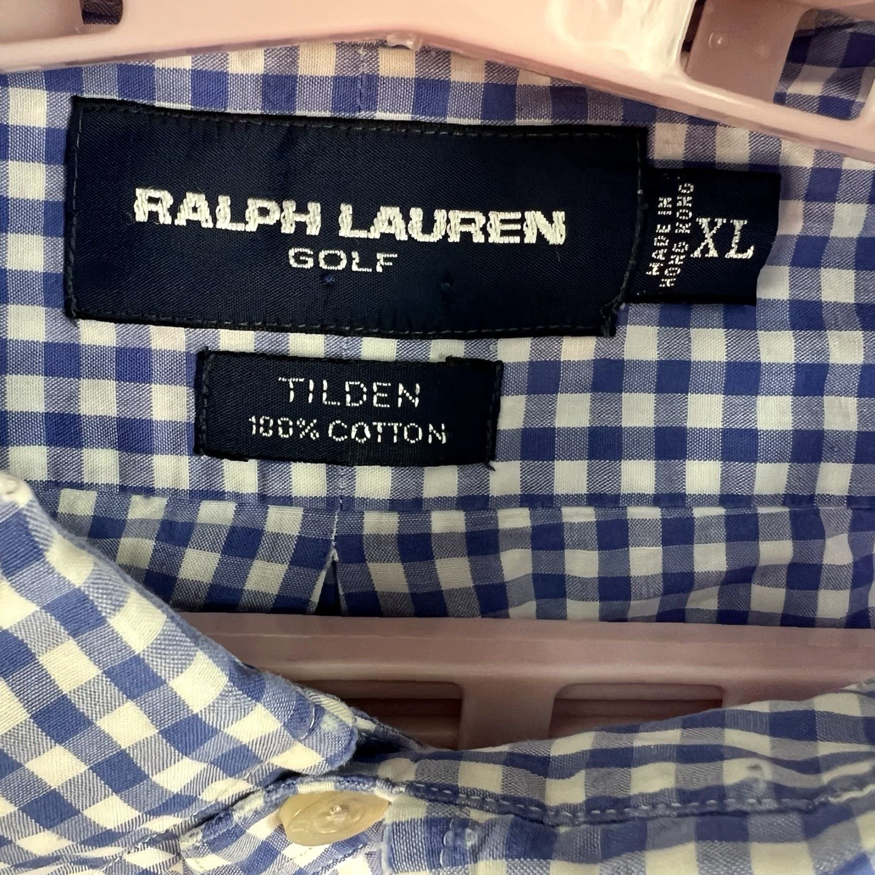 Ralph Lauren Ralph Lauren Golf Shirt Mens XL Blue Gingham Check Button-Down Tilden Size US XL / EU 56 / 4 - 5 Thumbnail