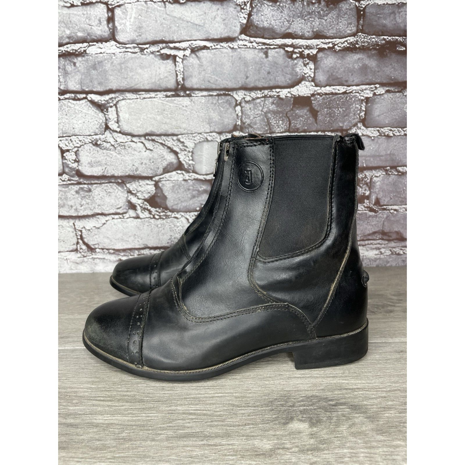 Justin Justin Black Leather Front Zip Jodhpur Cap Toe Boots Women S Size US 7 / IT 37 - 15 Thumbnail
