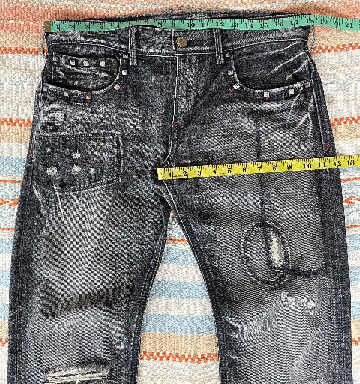 Cout de la Liberte Vintage🔥LIBERTO🔥Distressed Patchwork Denim Size US 36 / EU 52 - 4 Thumbnail